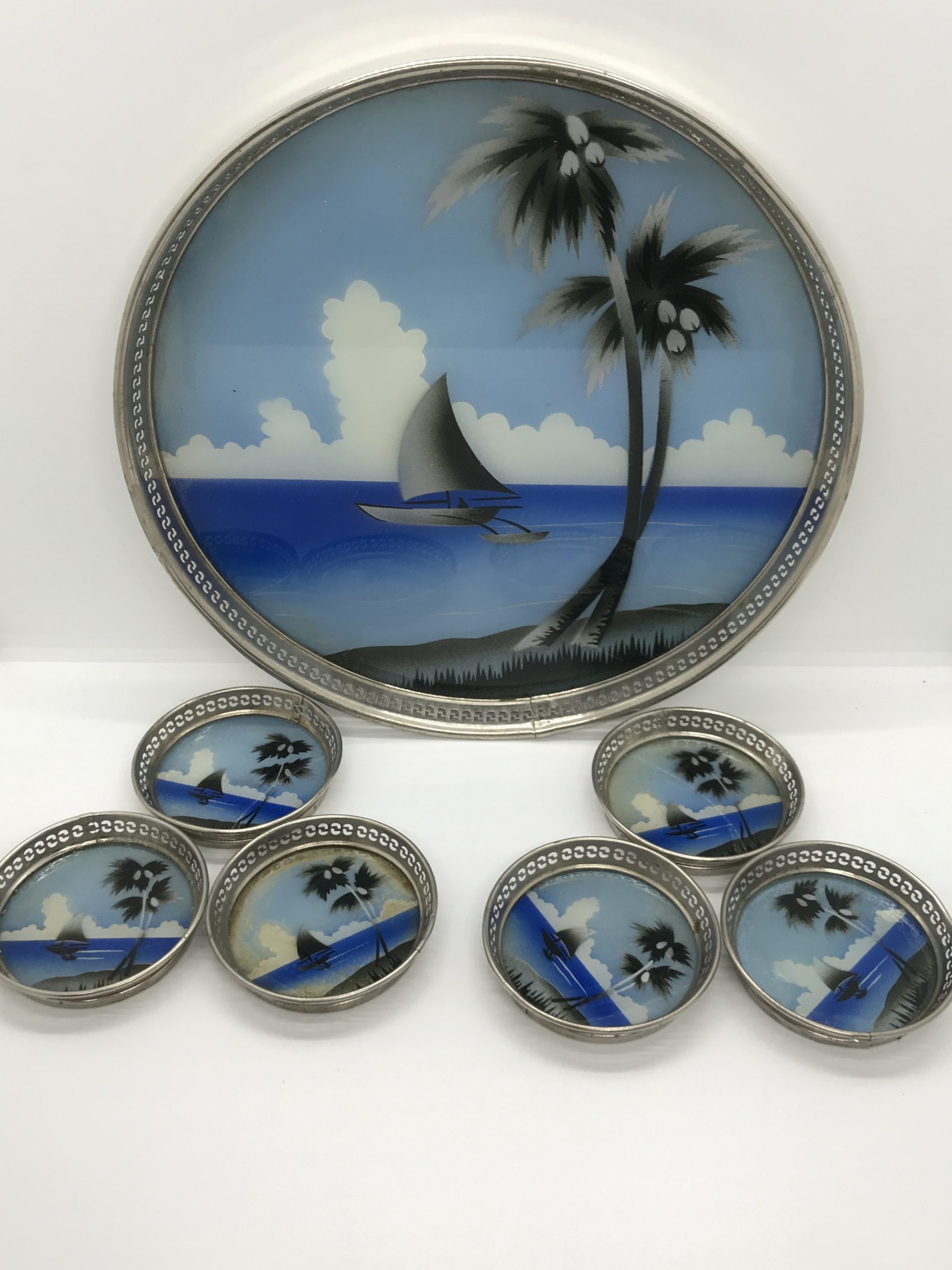 Drink Tray & 6 Coasters Set - Tropical MCM Barware (3 bonus coasters)