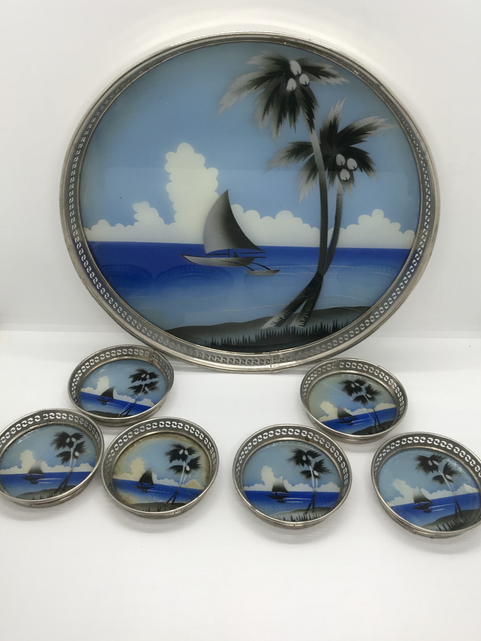 Drink Tray & 6 Coasters Set - Tropical MCM Barware (3 bonus coasters)