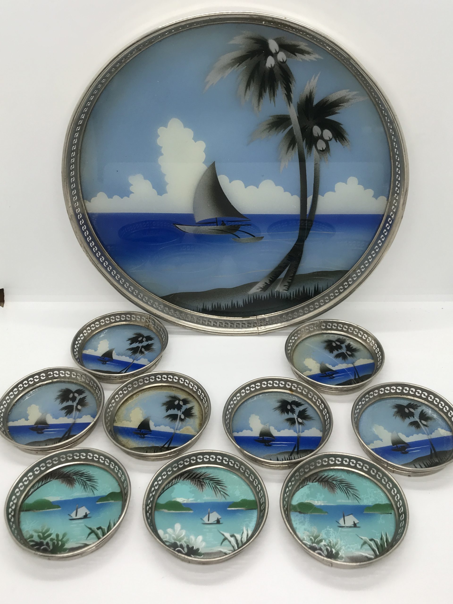 Drink Tray & 6 Coasters Set - Tropical MCM Barware (3 bonus coasters)