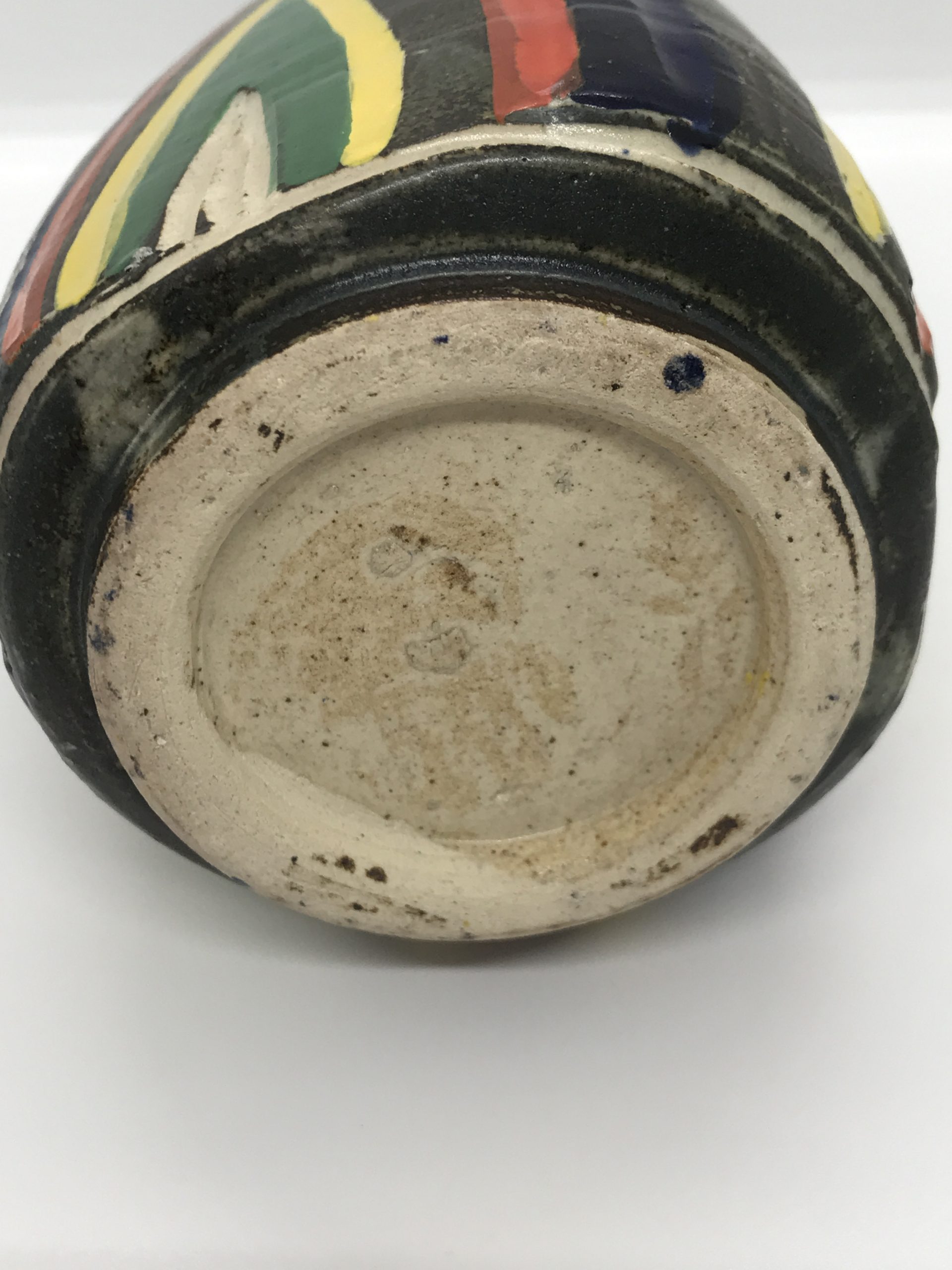 Hand Painted Folk Art Style Pottery Jug 18cm high