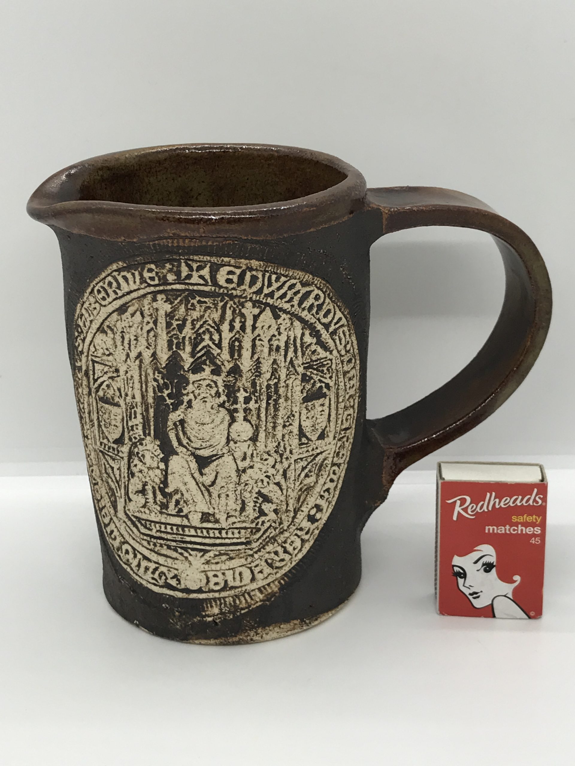 Vintage Quantock Pottery Jug - King Edward Design England 750ml