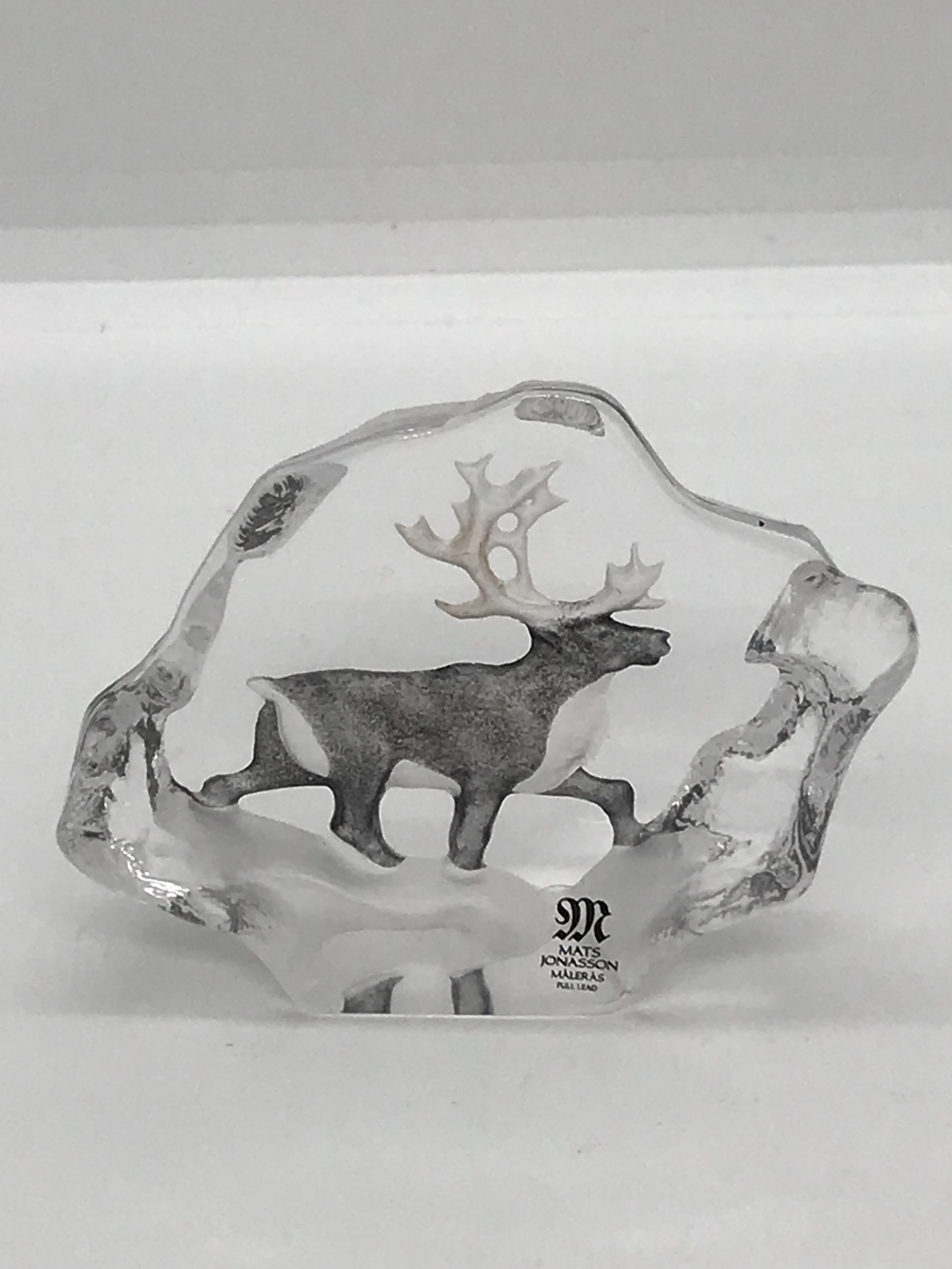 Mats Jonasson Art Glass Paperweight Stag Vintage Keepsakes