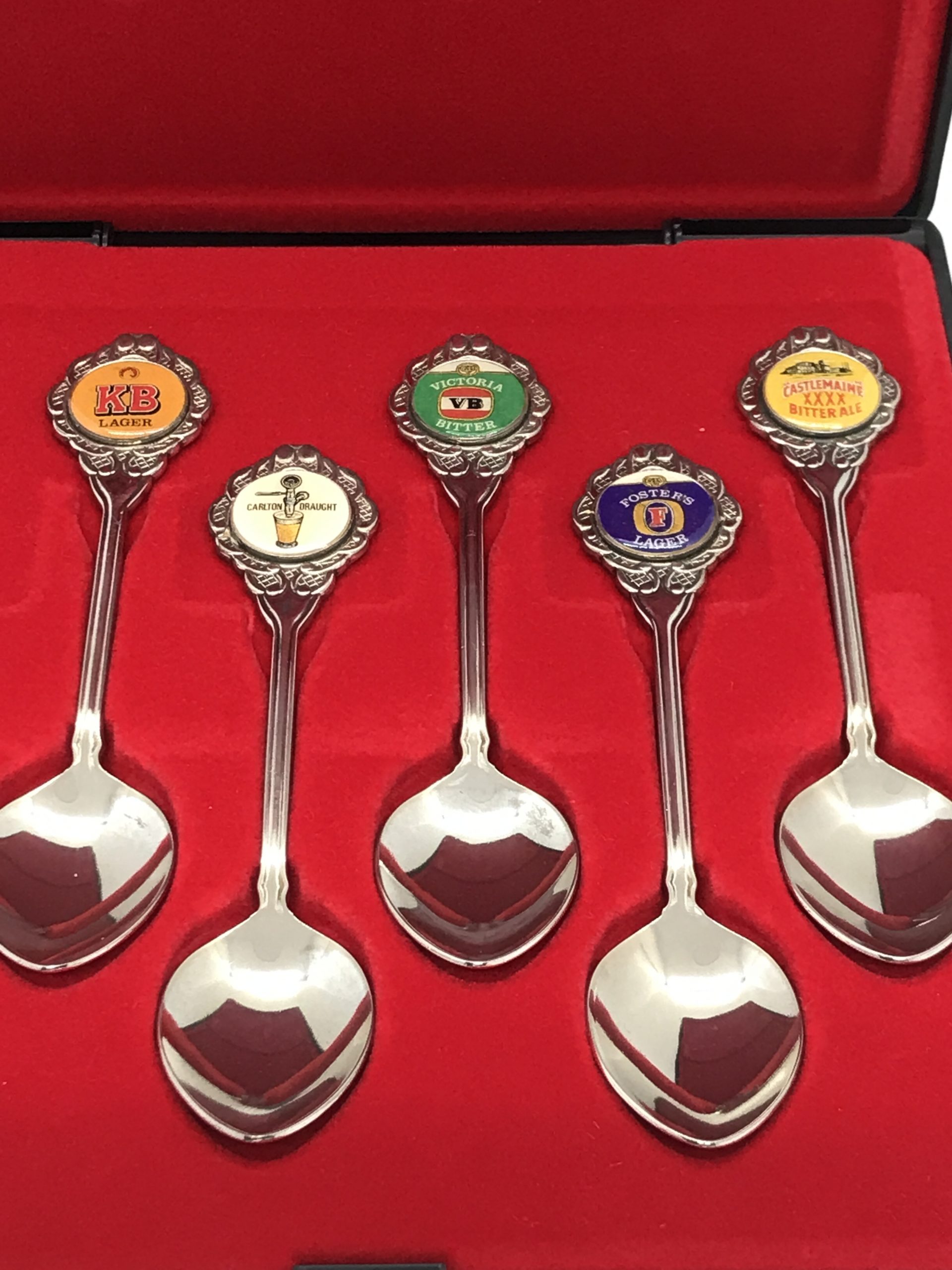 Vintage Australian Beer Souvenir Spoon Set By Kanda Made In Australia (missing Tooheys Spoon)