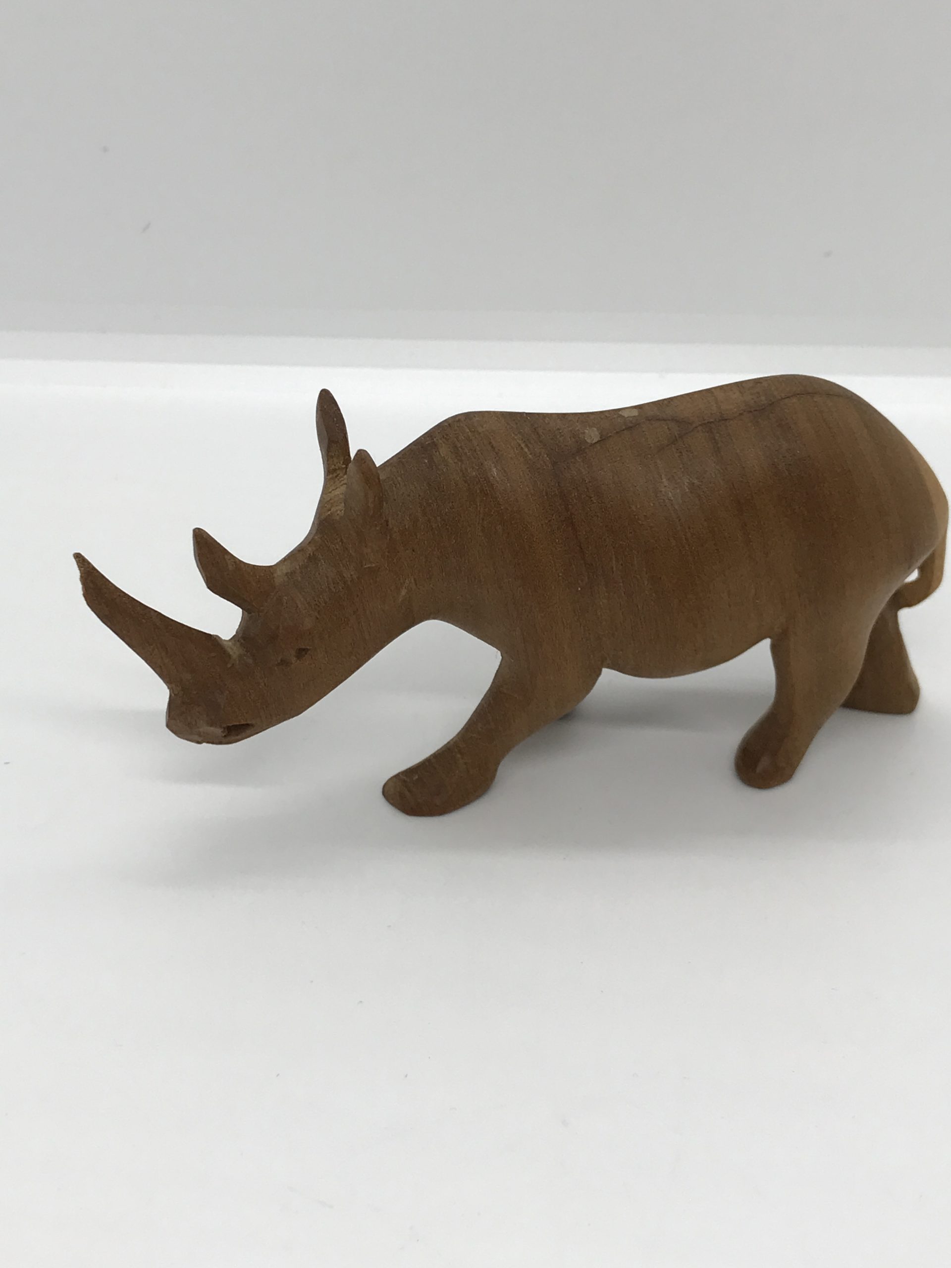 Vintage Hand Carved Wooden Rhinoceros (approx 13cm long)