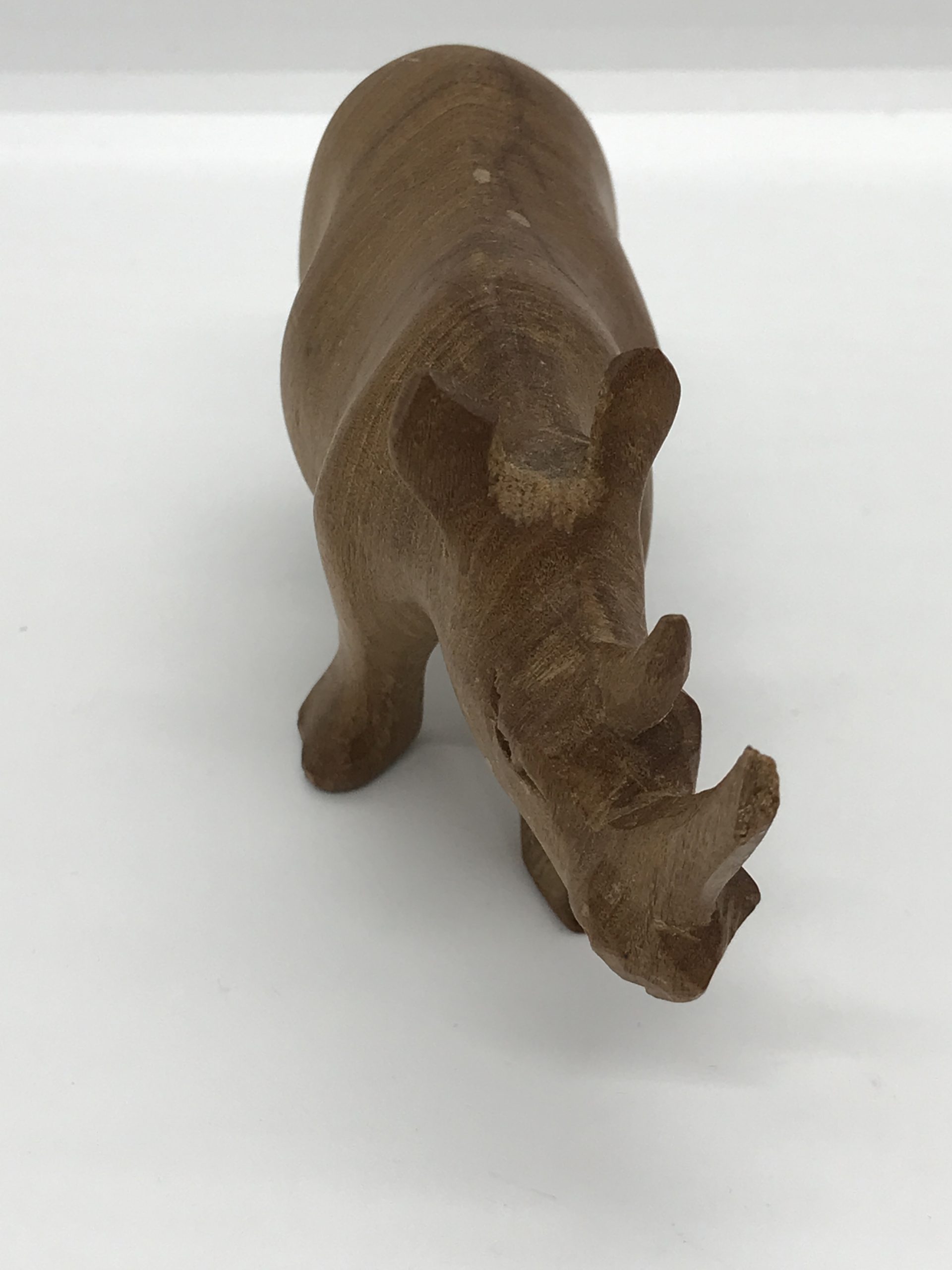 Vintage Hand Carved Wooden Rhinoceros (approx 13cm long)