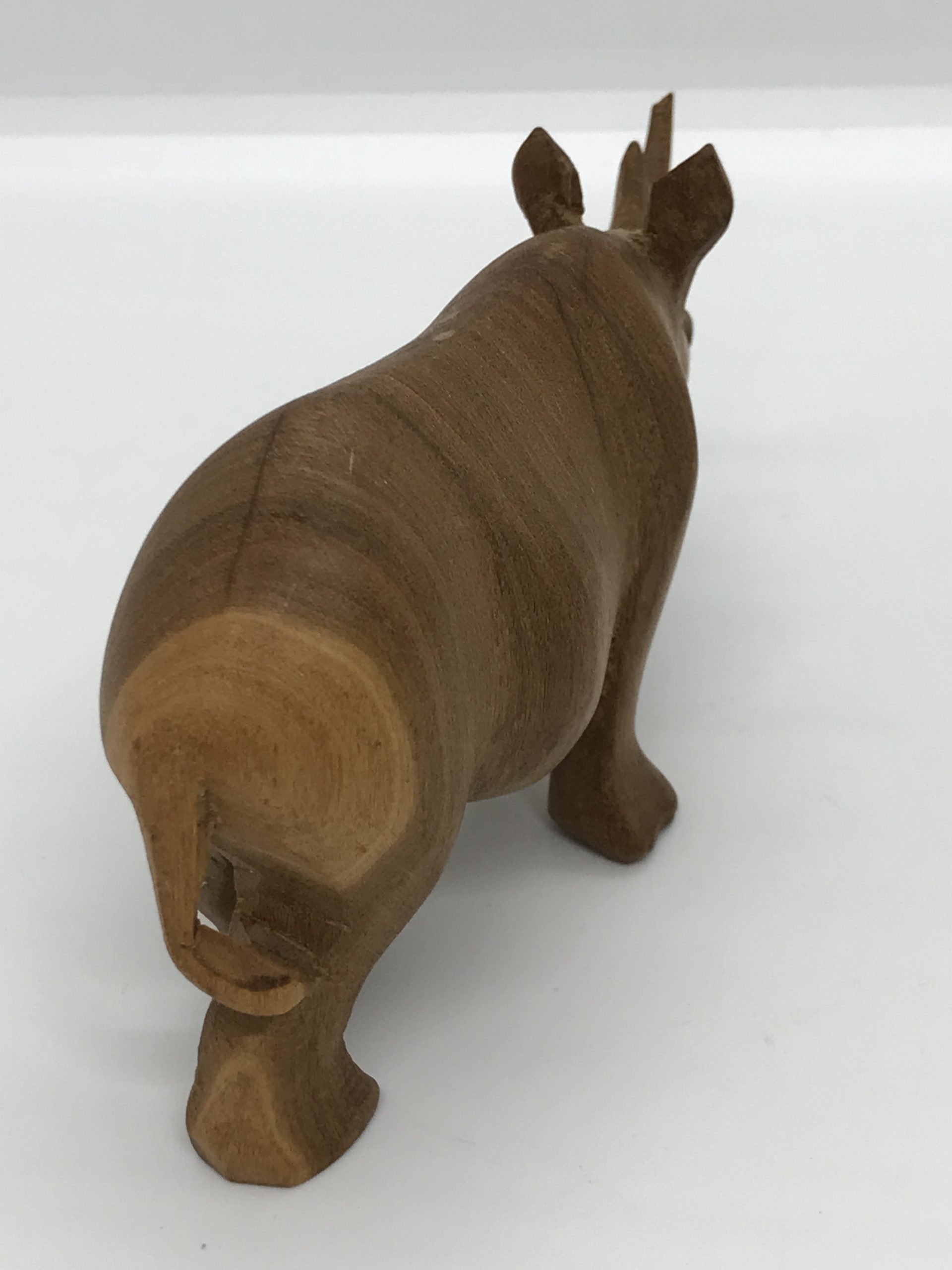 Vintage Hand Carved Wooden Rhinoceros (approx 13cm long)