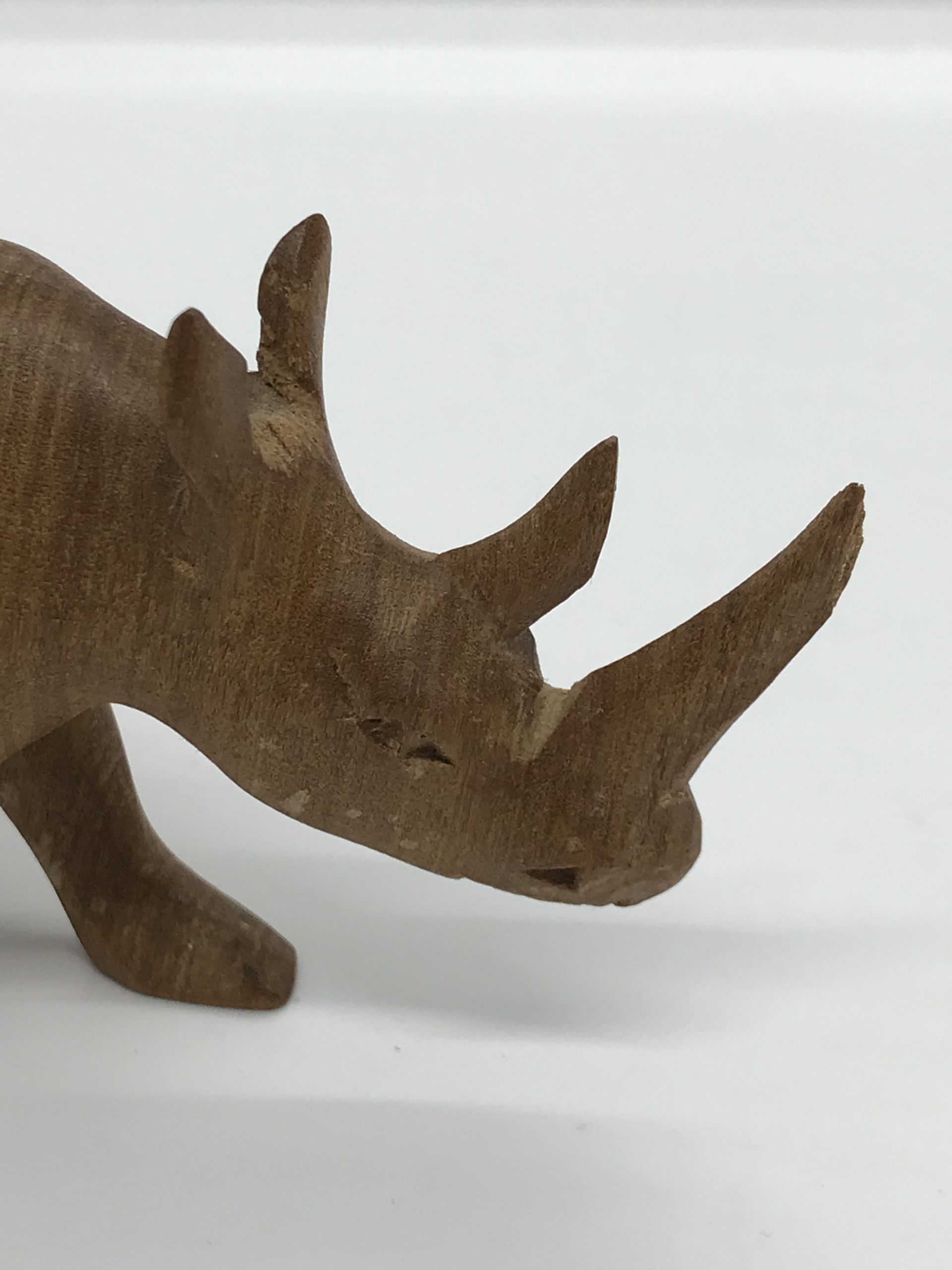 Vintage Hand Carved Wooden Rhinoceros (approx 13cm long)
