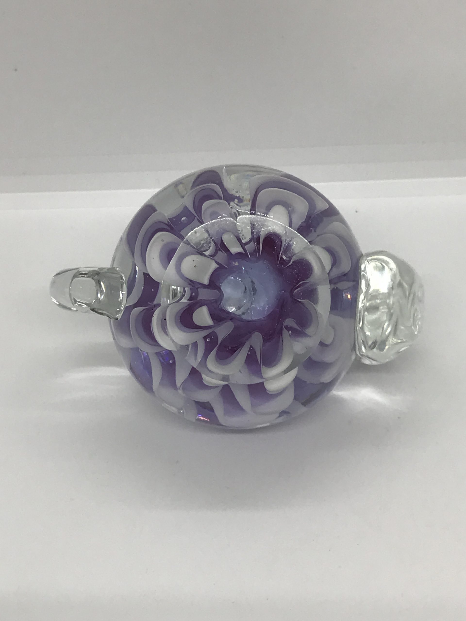 Art Glass Teapot with White Ribbon inside Paperweight 8cm high approx