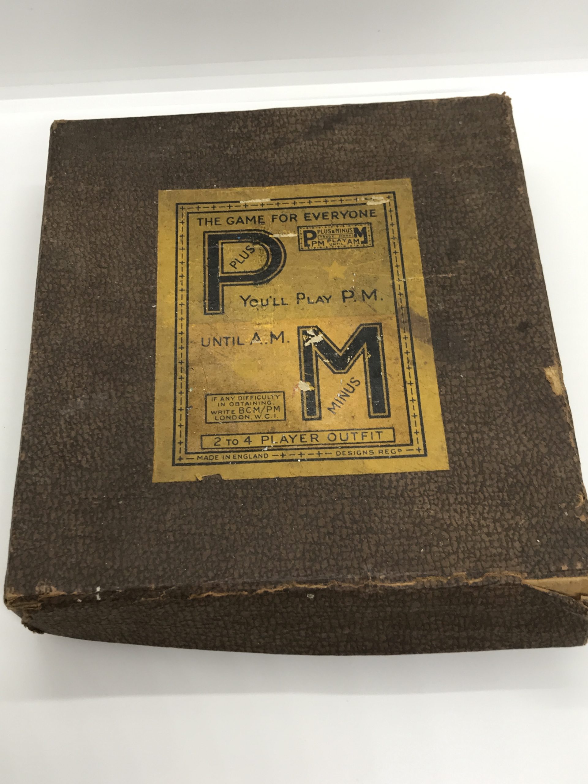 Vintage 1930s AM PM Plus and Minus Board Game (incomplete)