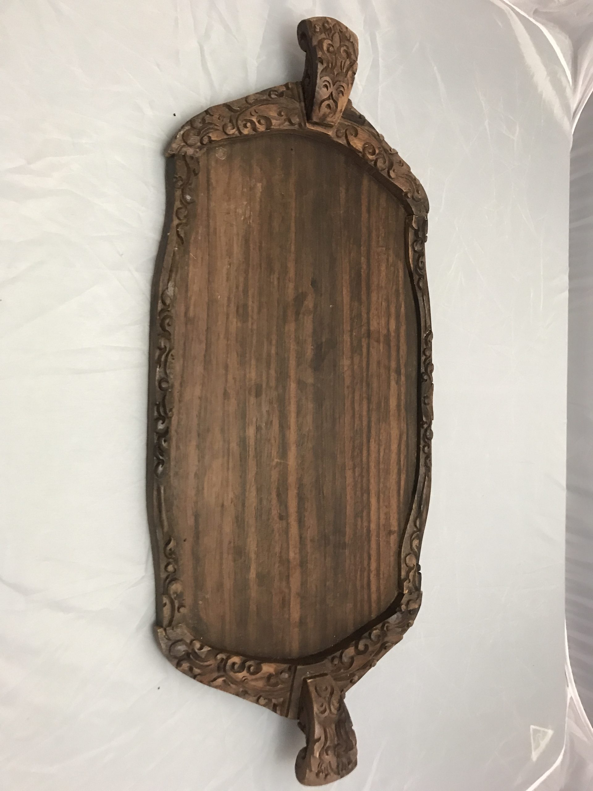 Wooden Tray with carved edge (has been repaired) approx 55x28cm