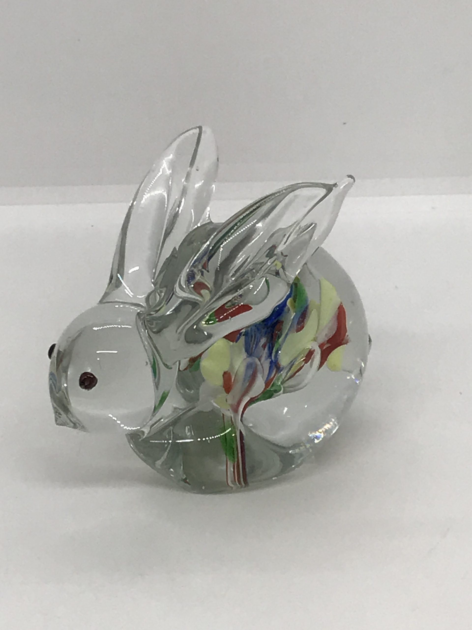 Glass Bunny with speckled pattern inside height 10cm - Vintage Keepsakes