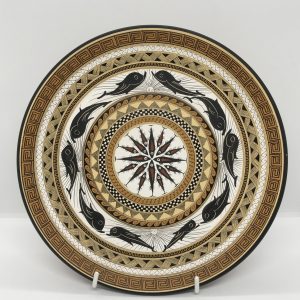 Rodos Geometric by K.TTeimos (1982) Fish - Terracotta Wall Plate 24cm