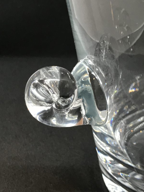 Tiffany Co Crystal Ice Bucket with Scroll Handles Brand acid