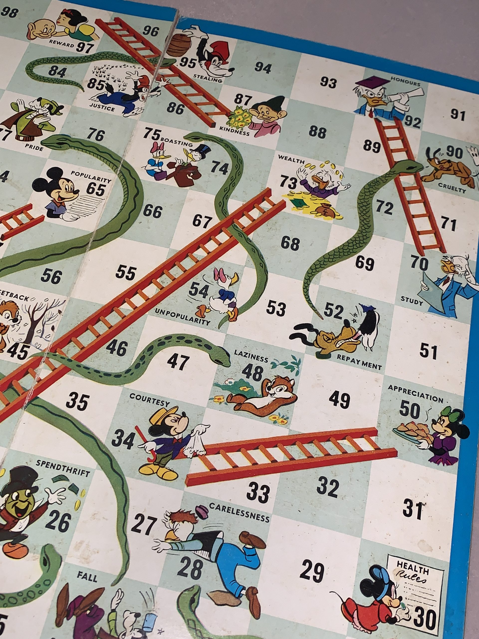 Vintage Disney - Snakes and Ladders Board (condition as pictured ...