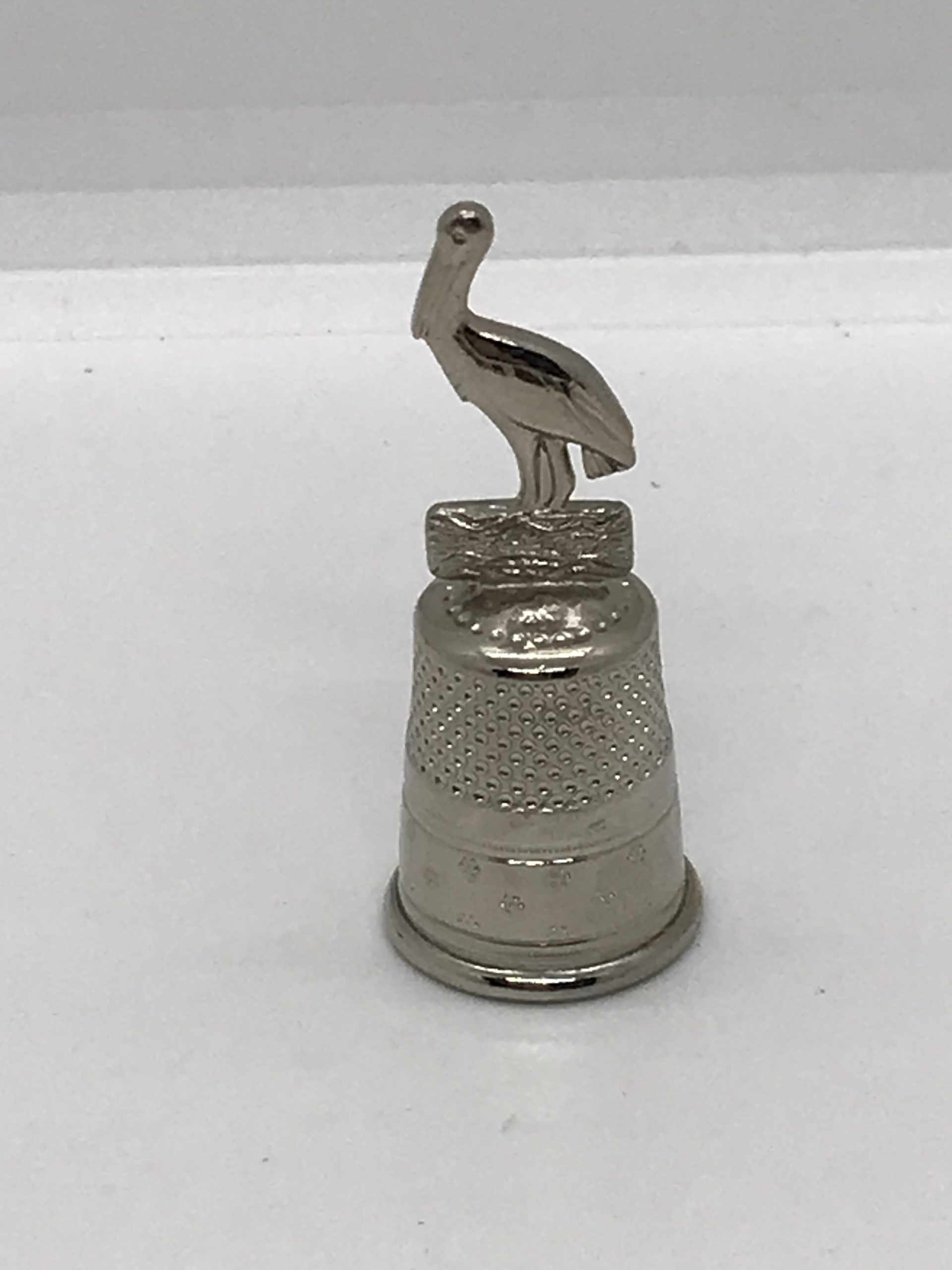 Vintage Silvertone Thimble with Pelican Vintage Keepsakes