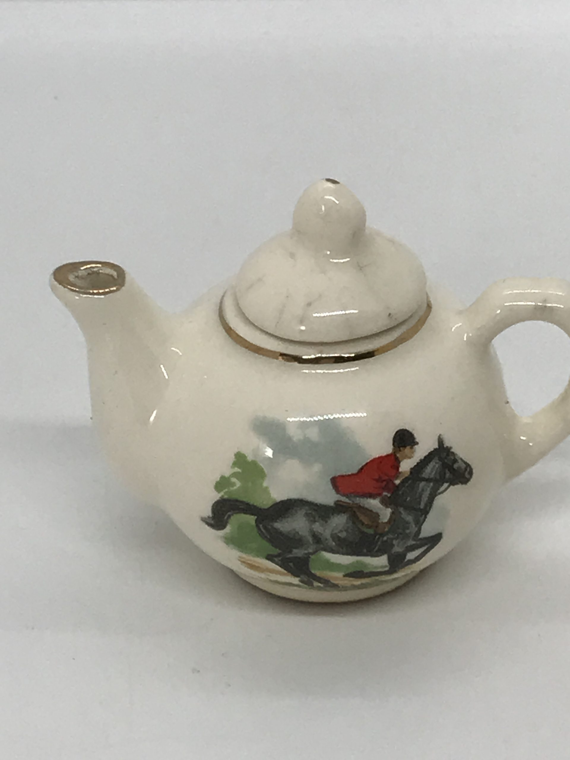Gems of Tasmania Miniature Teapot and Jug with Horse Rider Vintage Keepsakes
