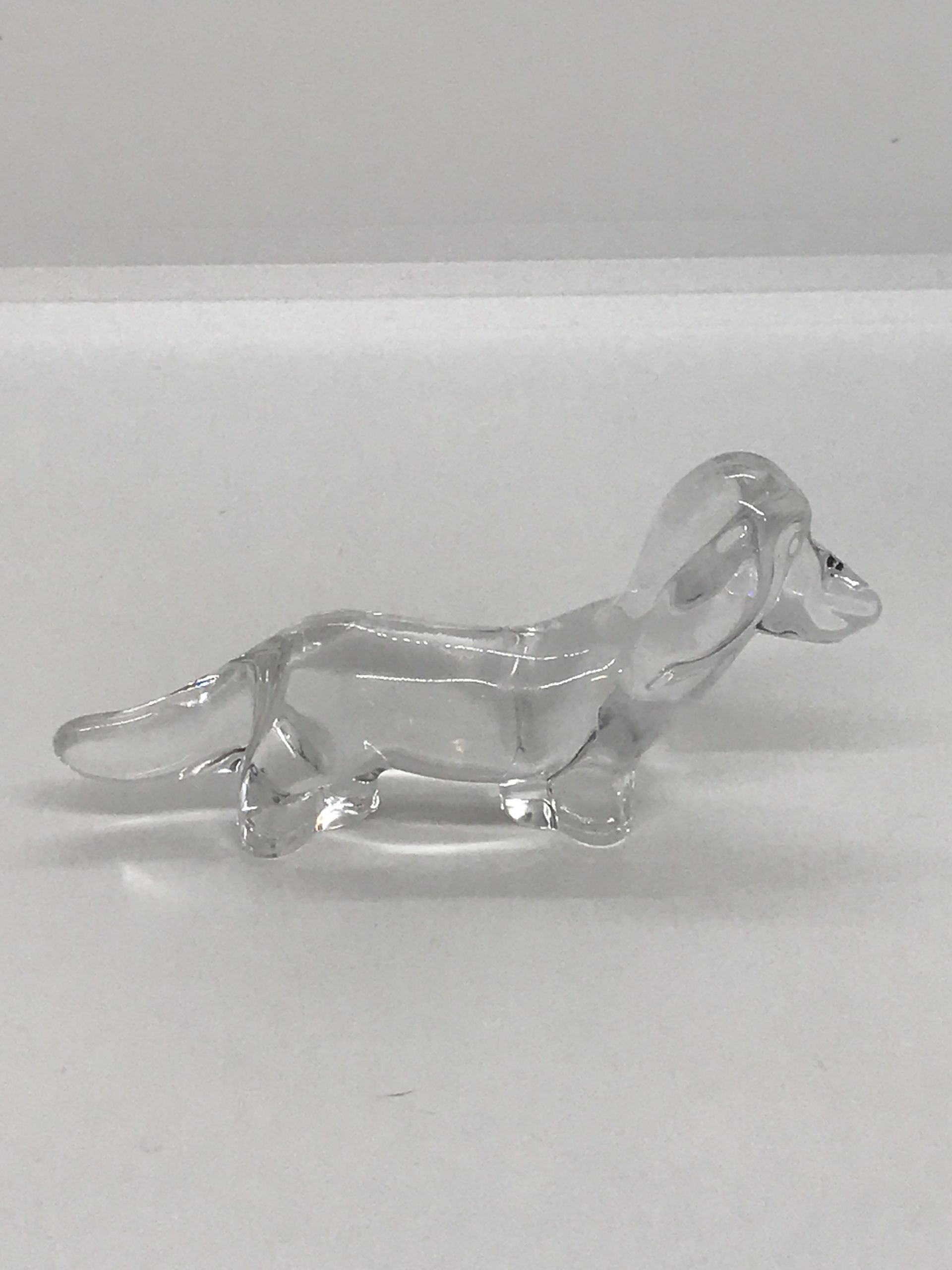 Swedish Glass Weiner Dog Figurine Scandinavian Crystal 1980 - 10cm long