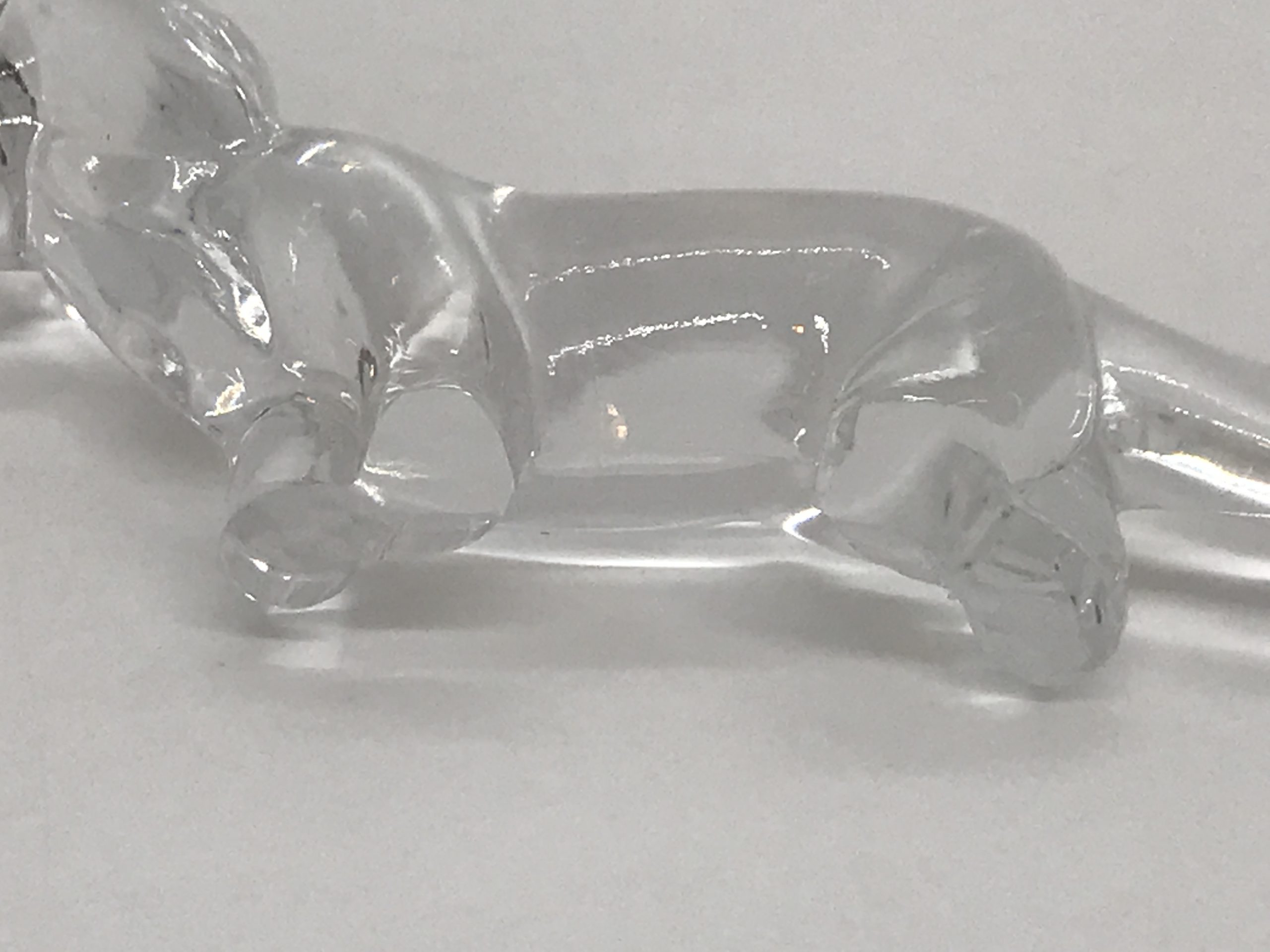 Swedish Glass Weiner Dog Figurine Scandinavian Crystal 1980 - 10cm long