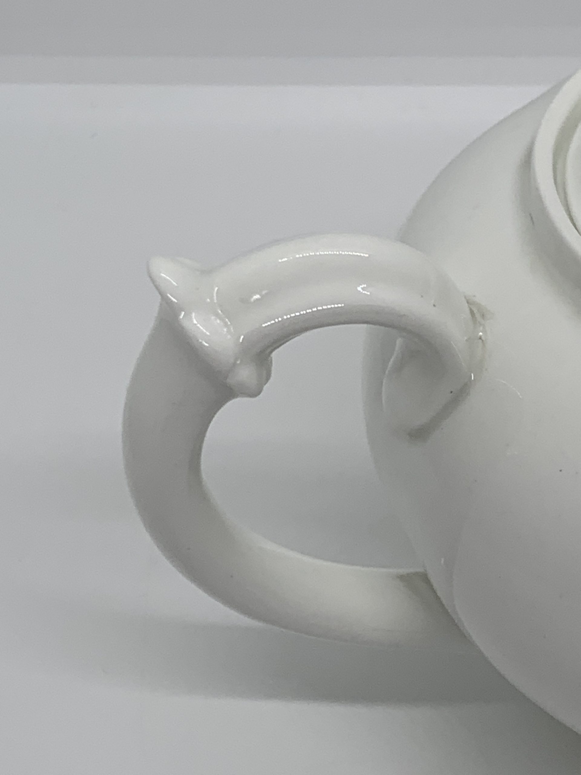 Royal Crown Derby plain white bone china teapot Beaufort Shape. Made in England 1917 Vintage