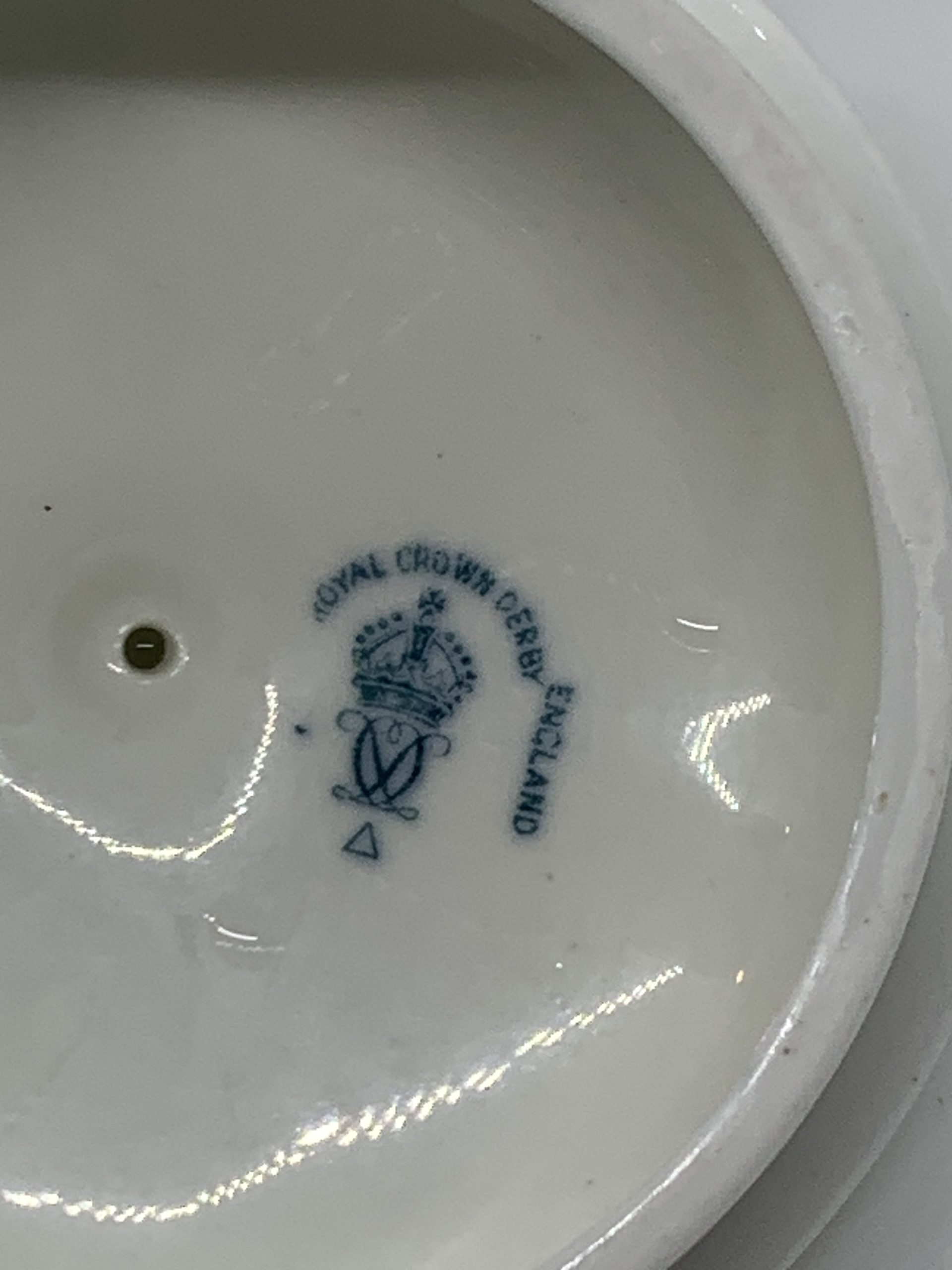 Royal Crown Derby plain white bone china teapot Beaufort Shape. Made in England 1917 Vintage