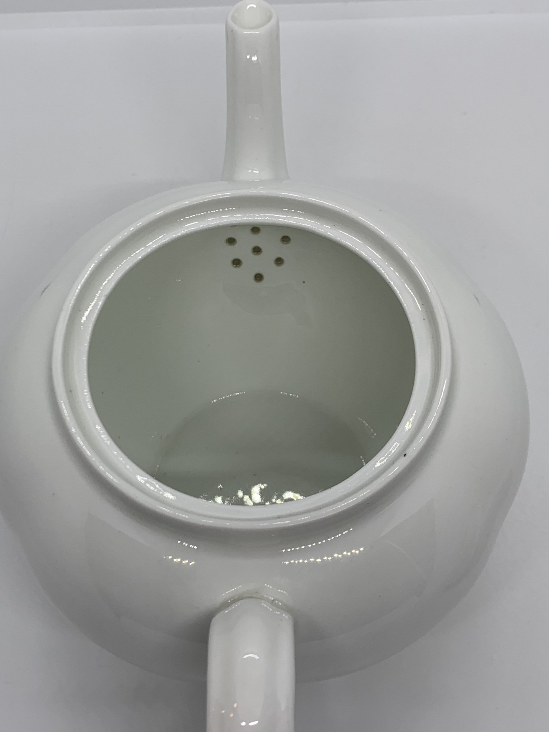 Royal Crown Derby plain white bone china teapot Beaufort Shape. Made in England 1917 Vintage