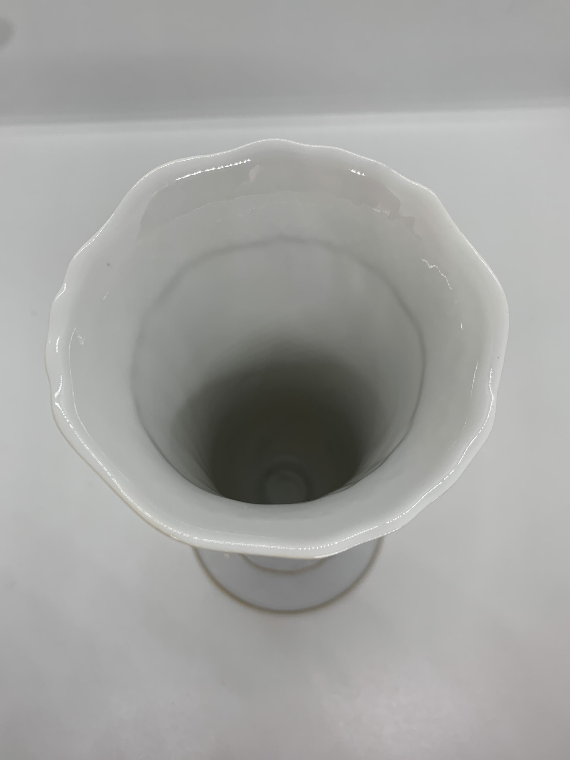 Hollohaza Porcelain Hungarian White Vase with Floral Pattern (21cm 