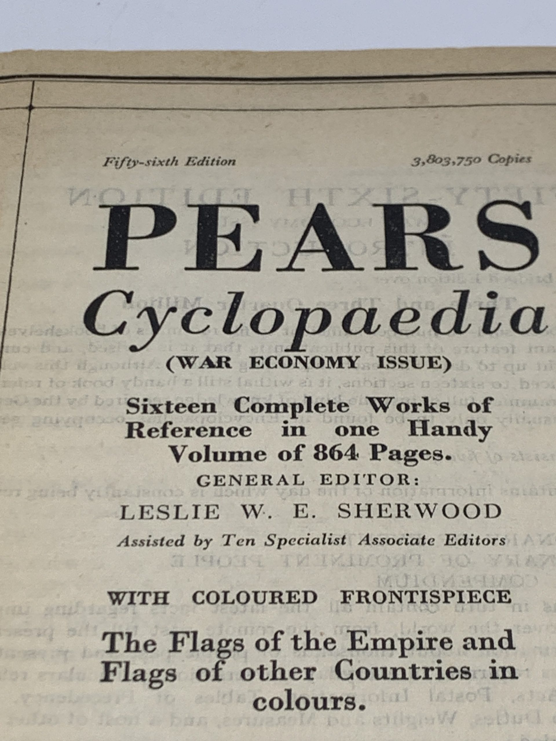 Pears Cyclopaedia AF Pears Ltd Fifty Sixth Edition Vintage Keepsakes