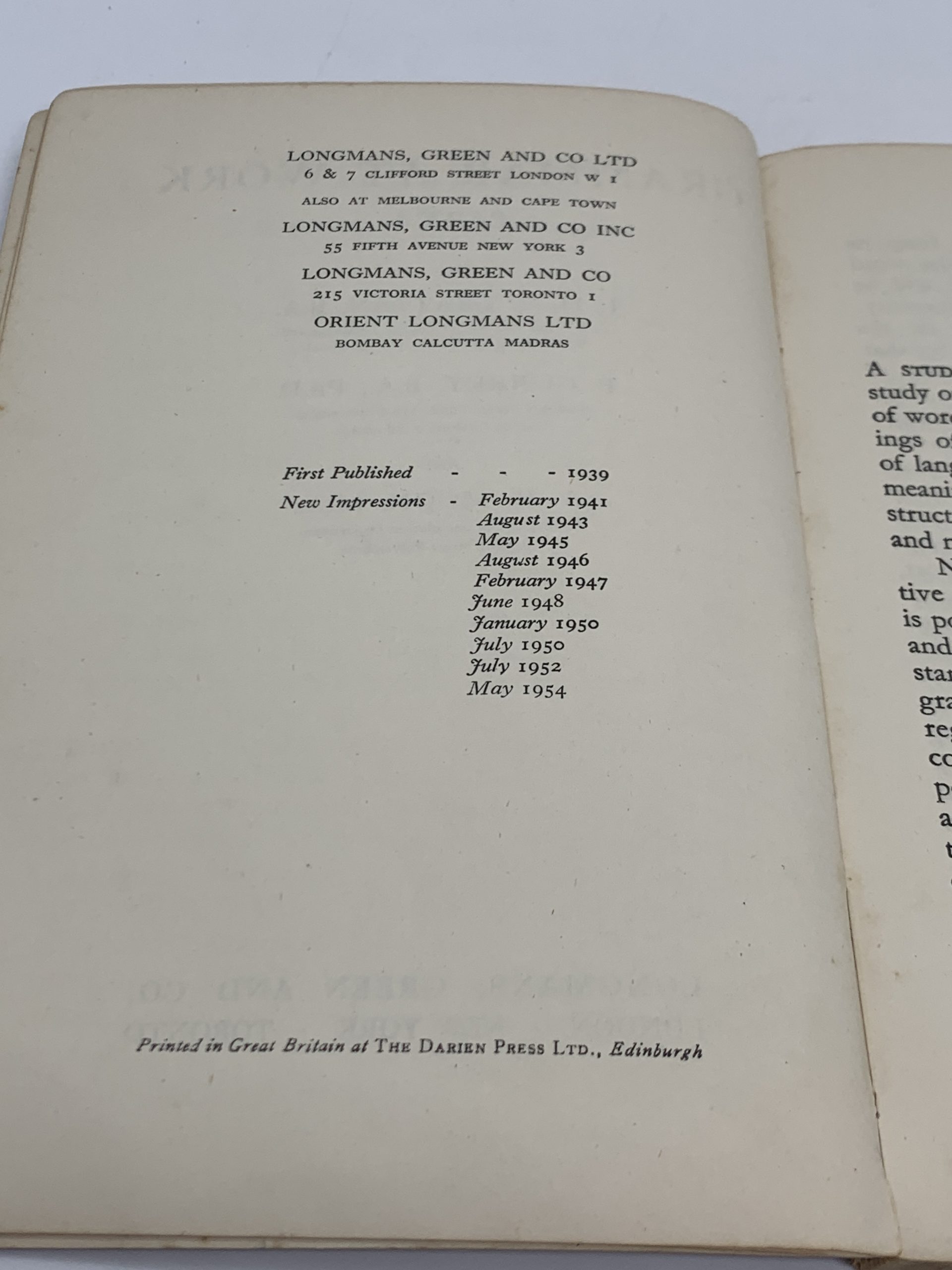 Grammar at Work Part One Longmans Green 1954 Vintage Keepsakes