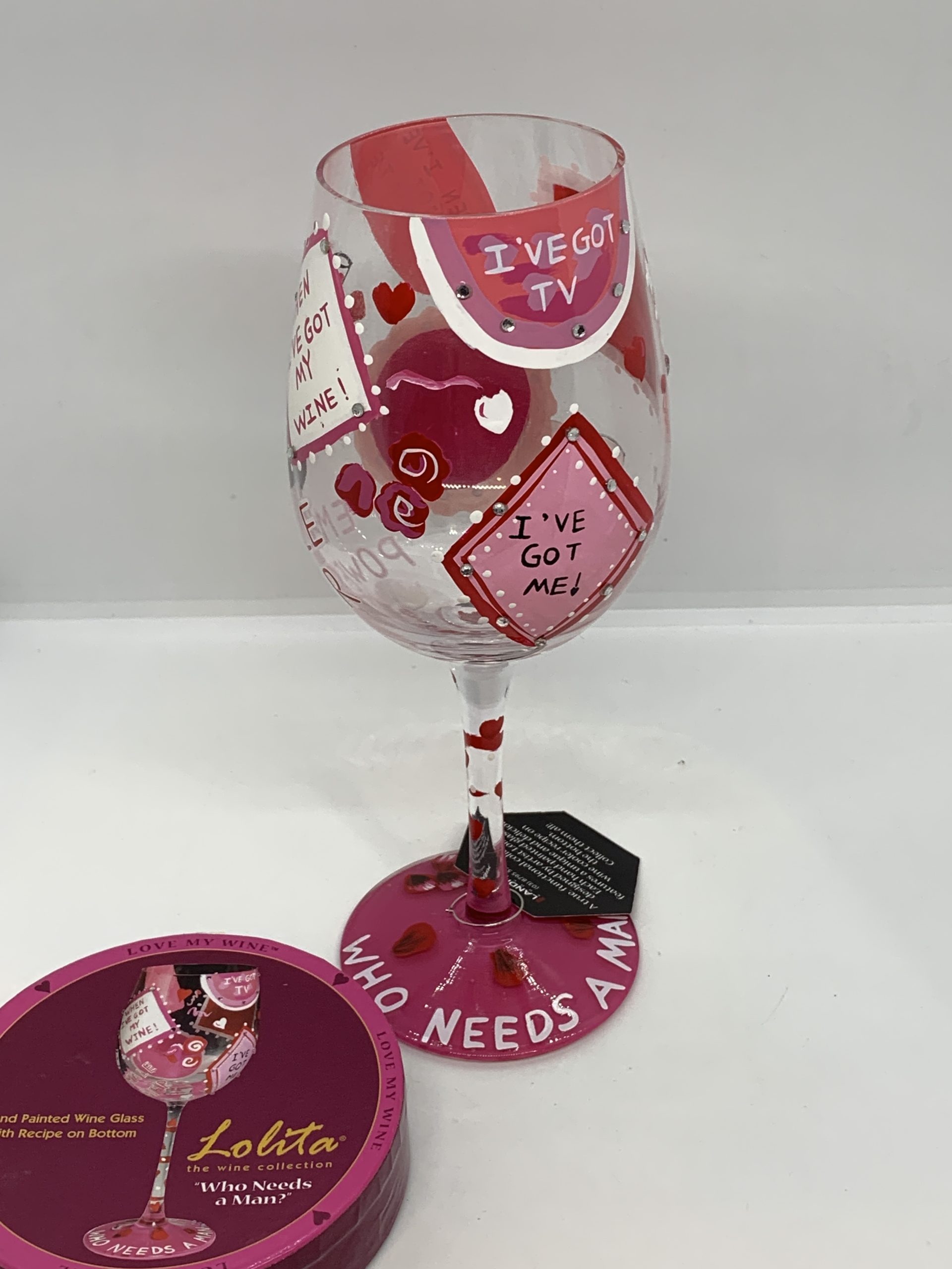 Lolita Who Needs a Man Gift boxed wine glass
