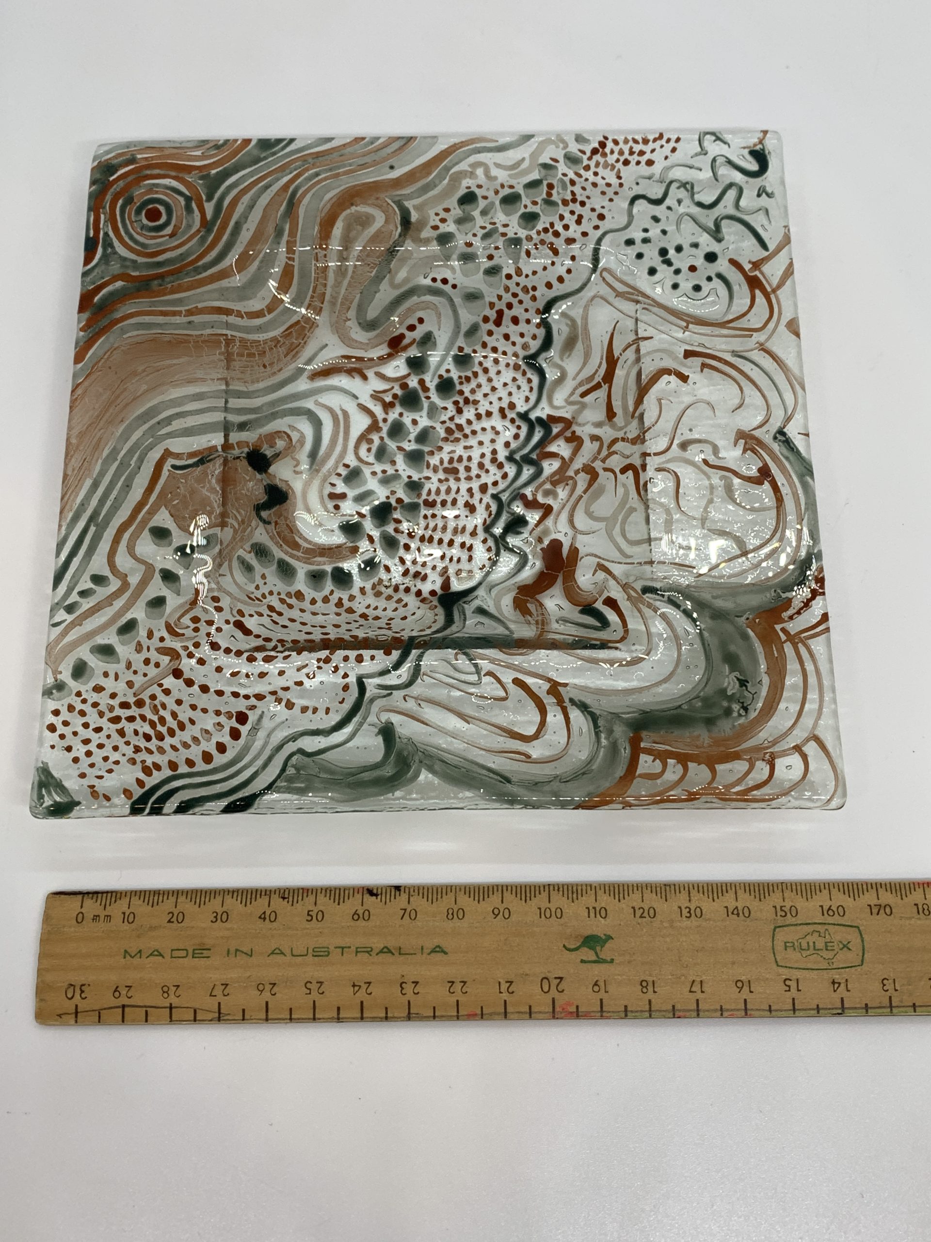 Interesting Square Art Glass Tray 17cm