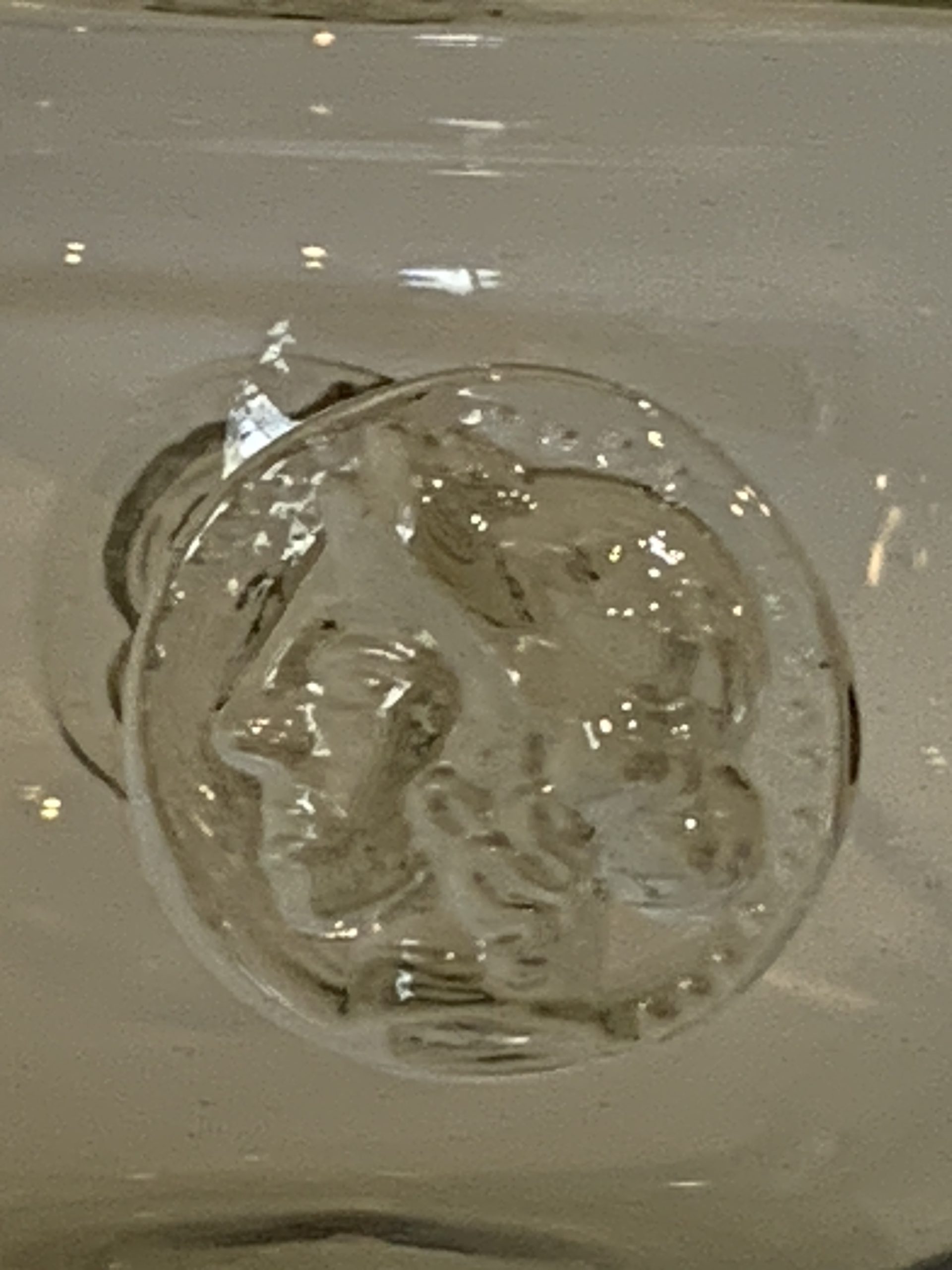 Unusual Hand Blown Glass Bowl with Coin Prunts - likely Blenko - approx 8cm high