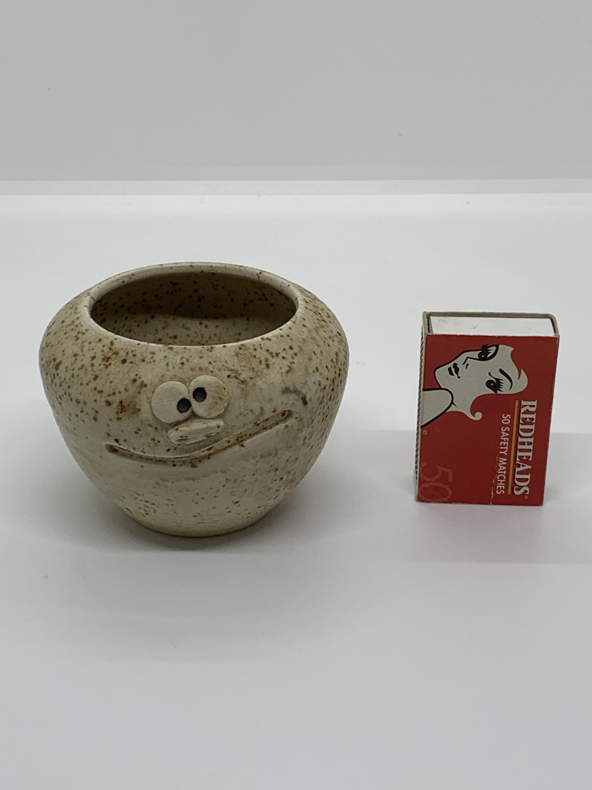 Vintage Pottery Smiling Face Egg Separator or String Pot Vintage