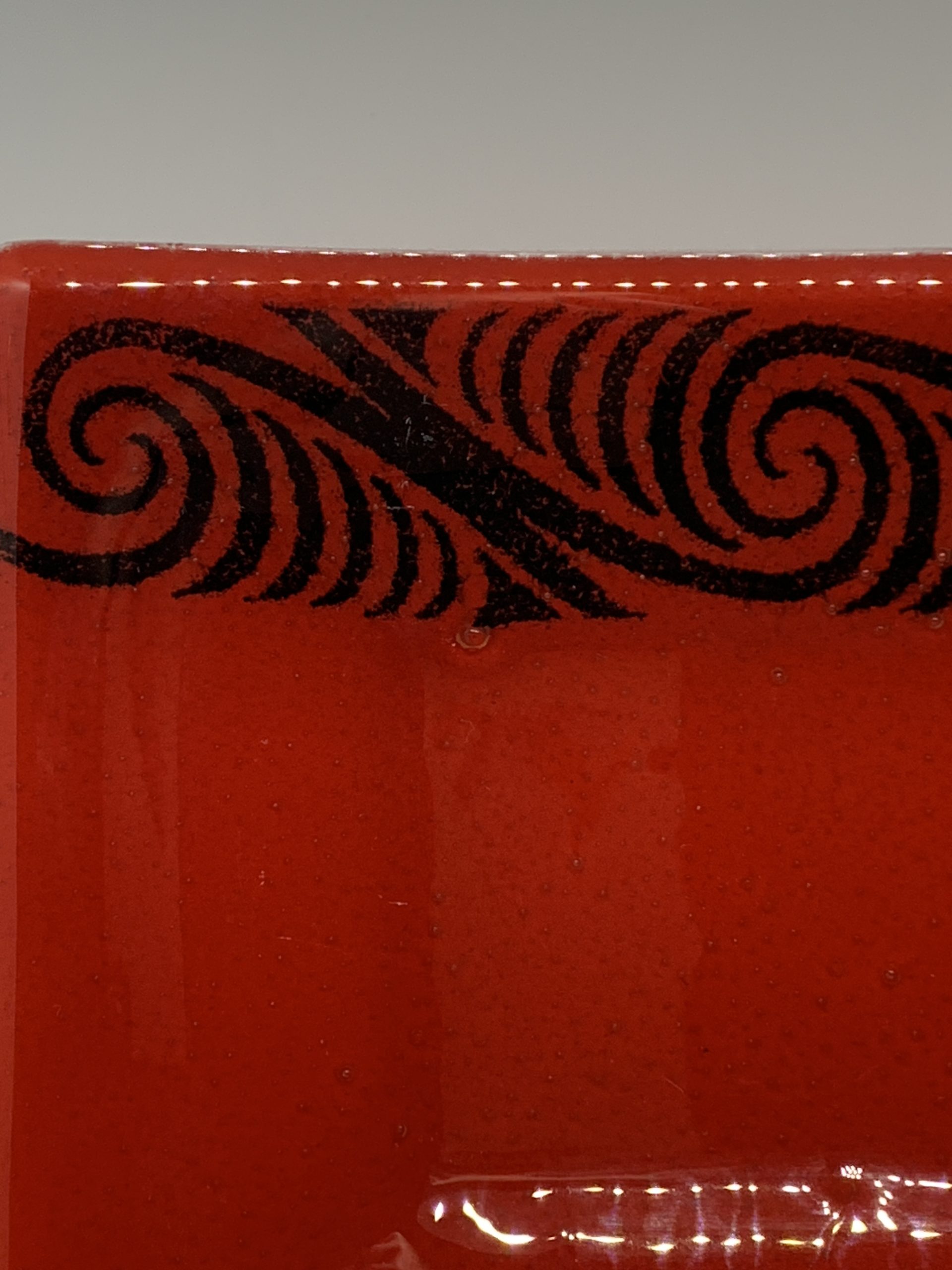 Red and Black Rectangular Fern pattern Glass Sandwich Tray - 30x17cm ...