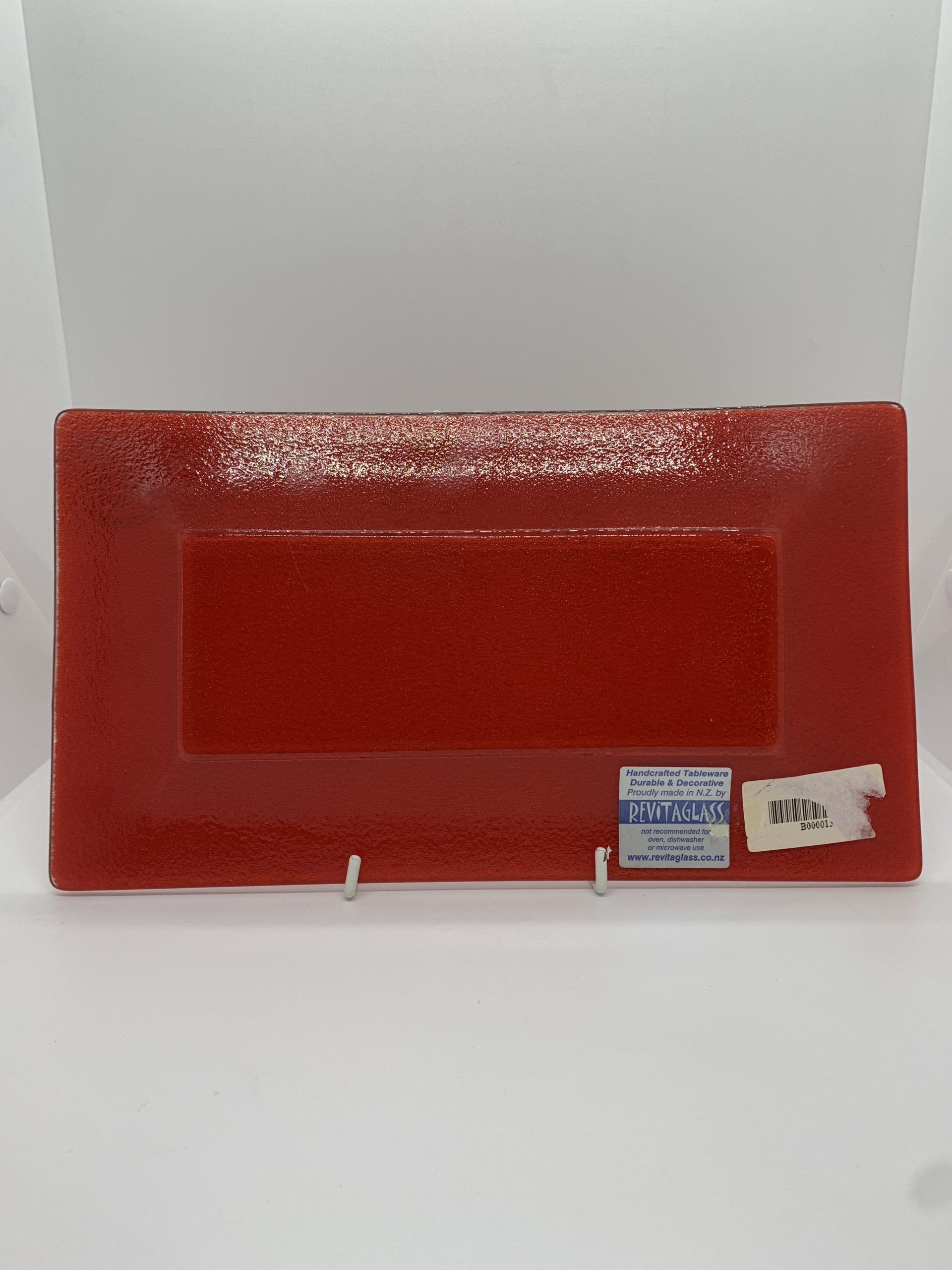 Red and Black Rectangular Fern pattern Glass Sandwich Tray - 30x17cm ...