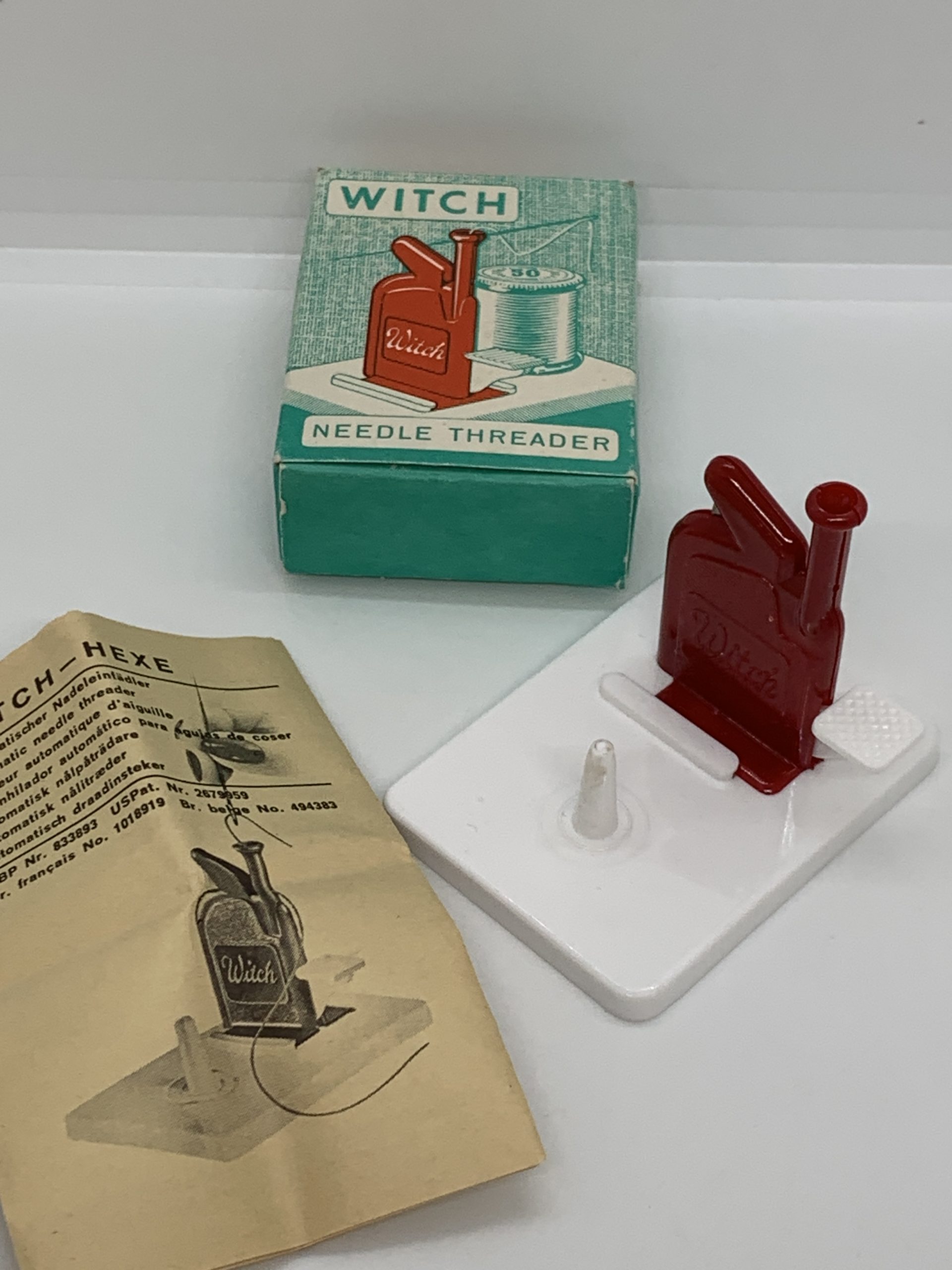 Vintage Witch Needle Threader German in box with Instructions