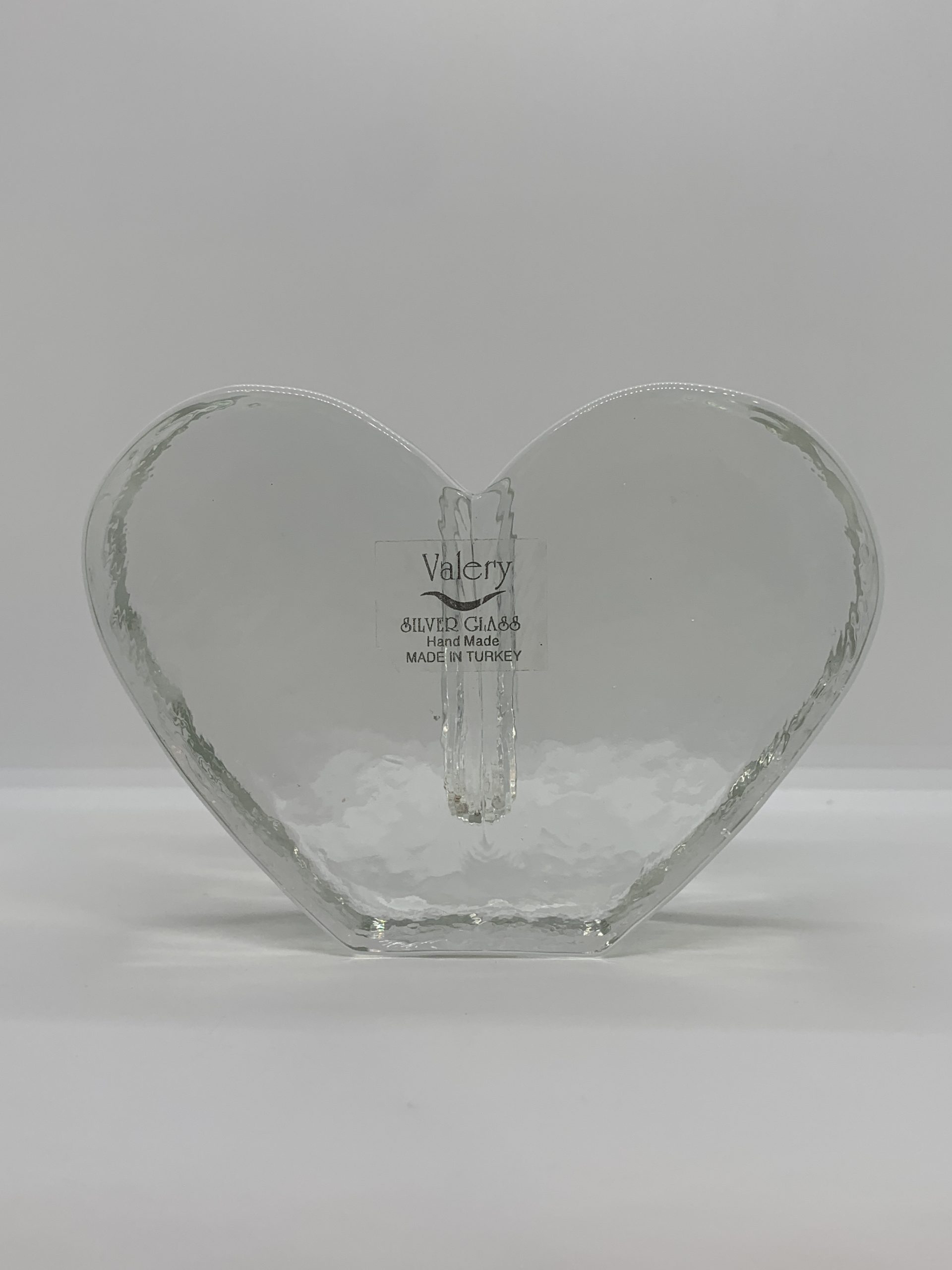 Valery Silver Glass Made in Turkey Heart Shaped Vase (approx 10cm high)