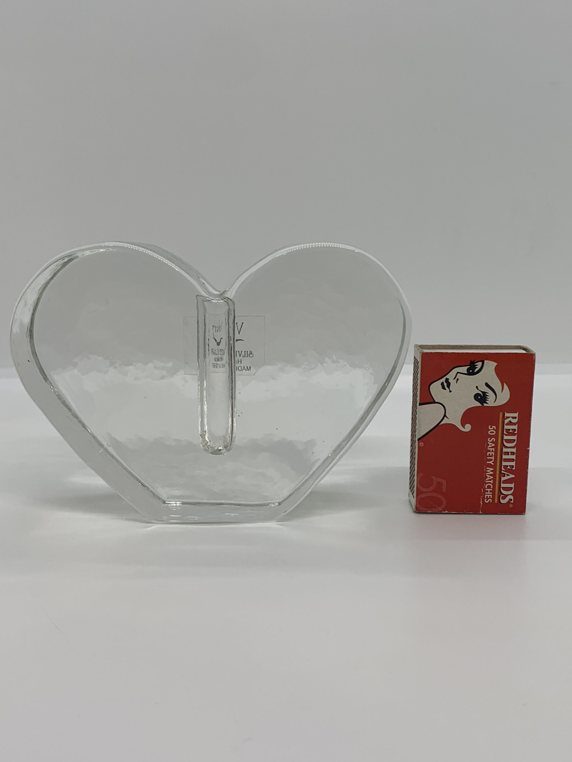 Valery Silver Glass Made in Turkey Heart Shaped Vase (approx 10cm high)
