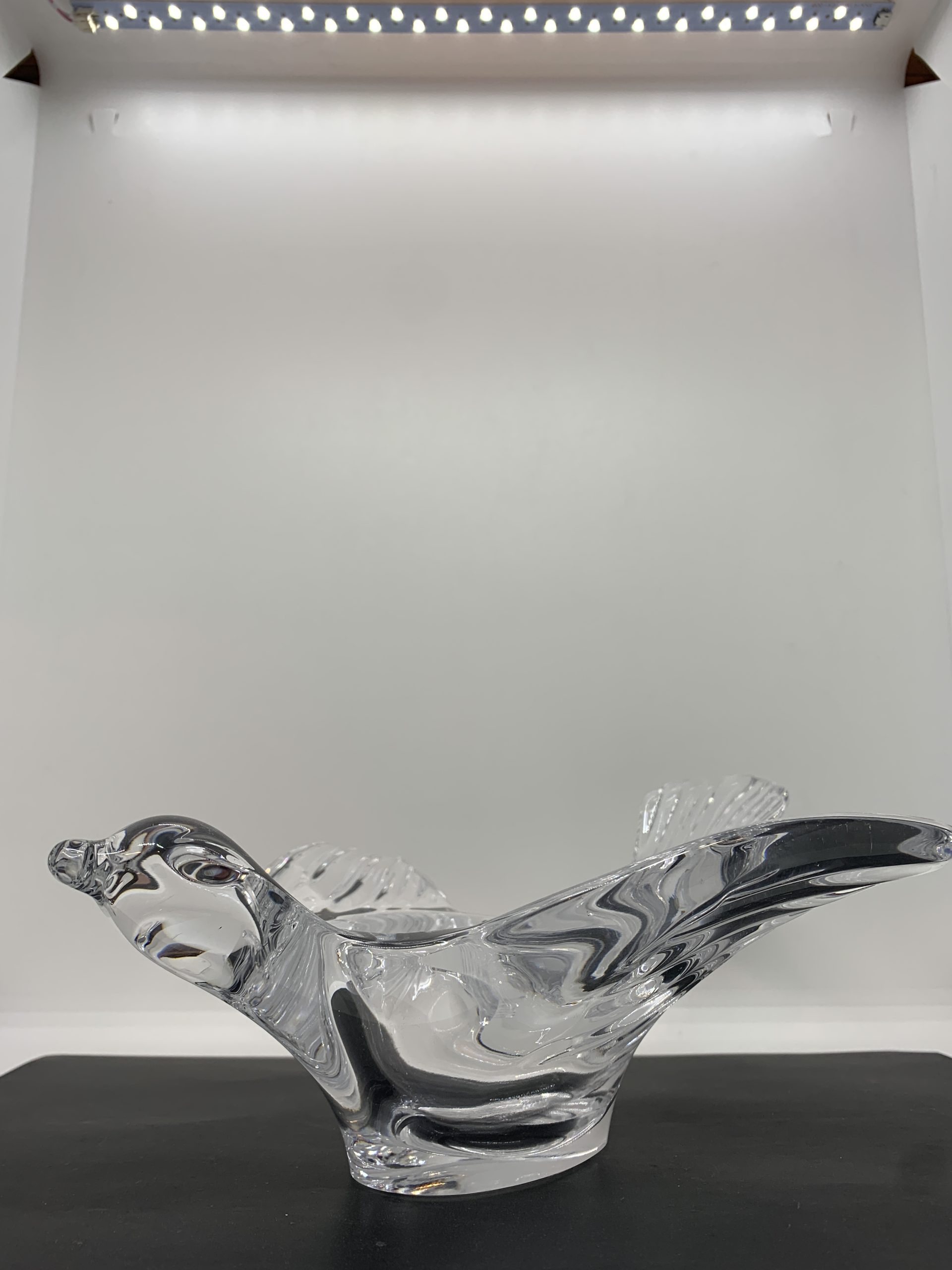Lead Crystal Bird Bowl Cristalleries Royales de Champagne France (25cm long)