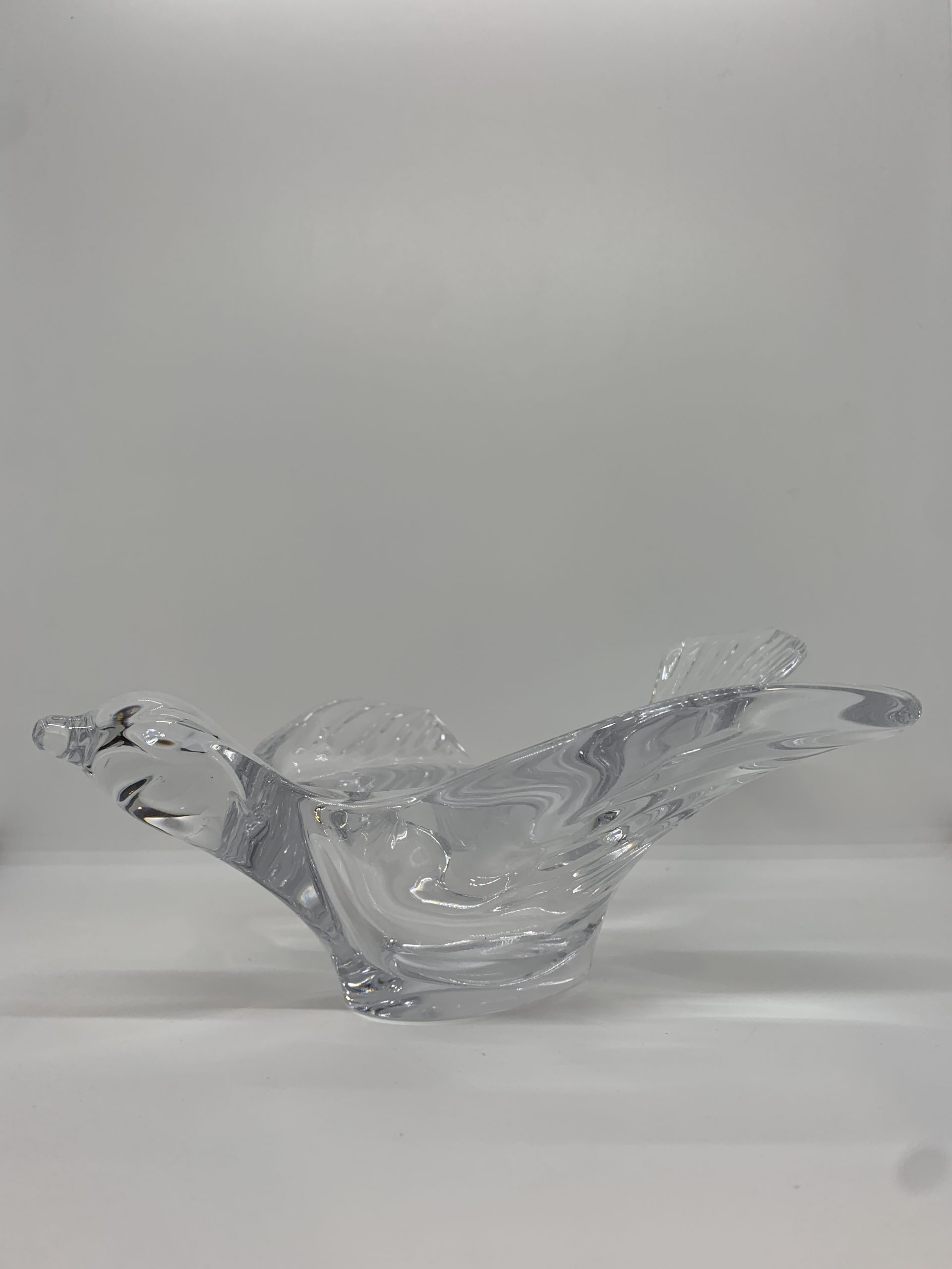 Lead Crystal Bird Bowl Cristalleries Royales de Champagne France (25cm long)