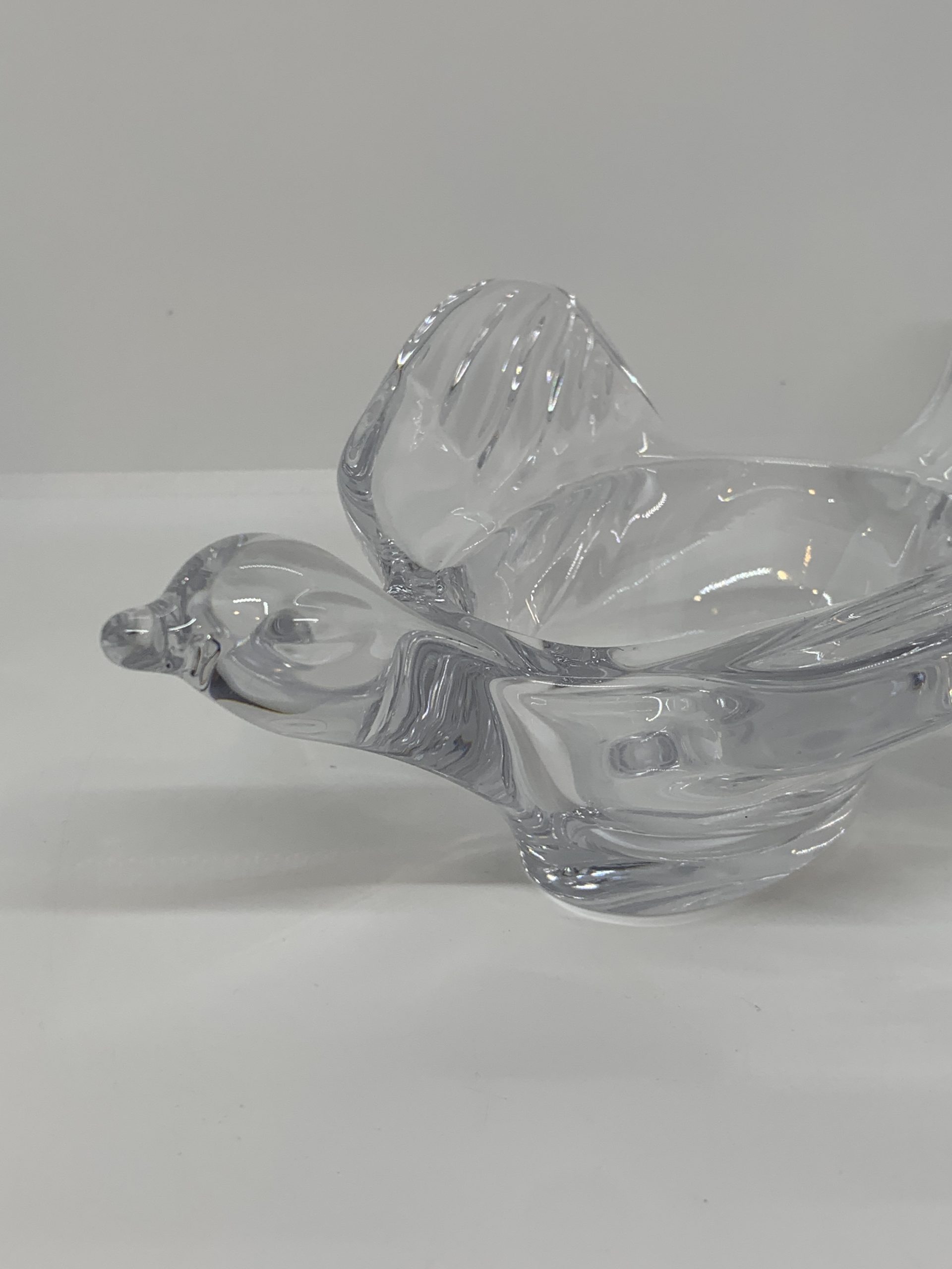 Lead Crystal Bird Bowl Cristalleries Royales de Champagne France (25cm long)