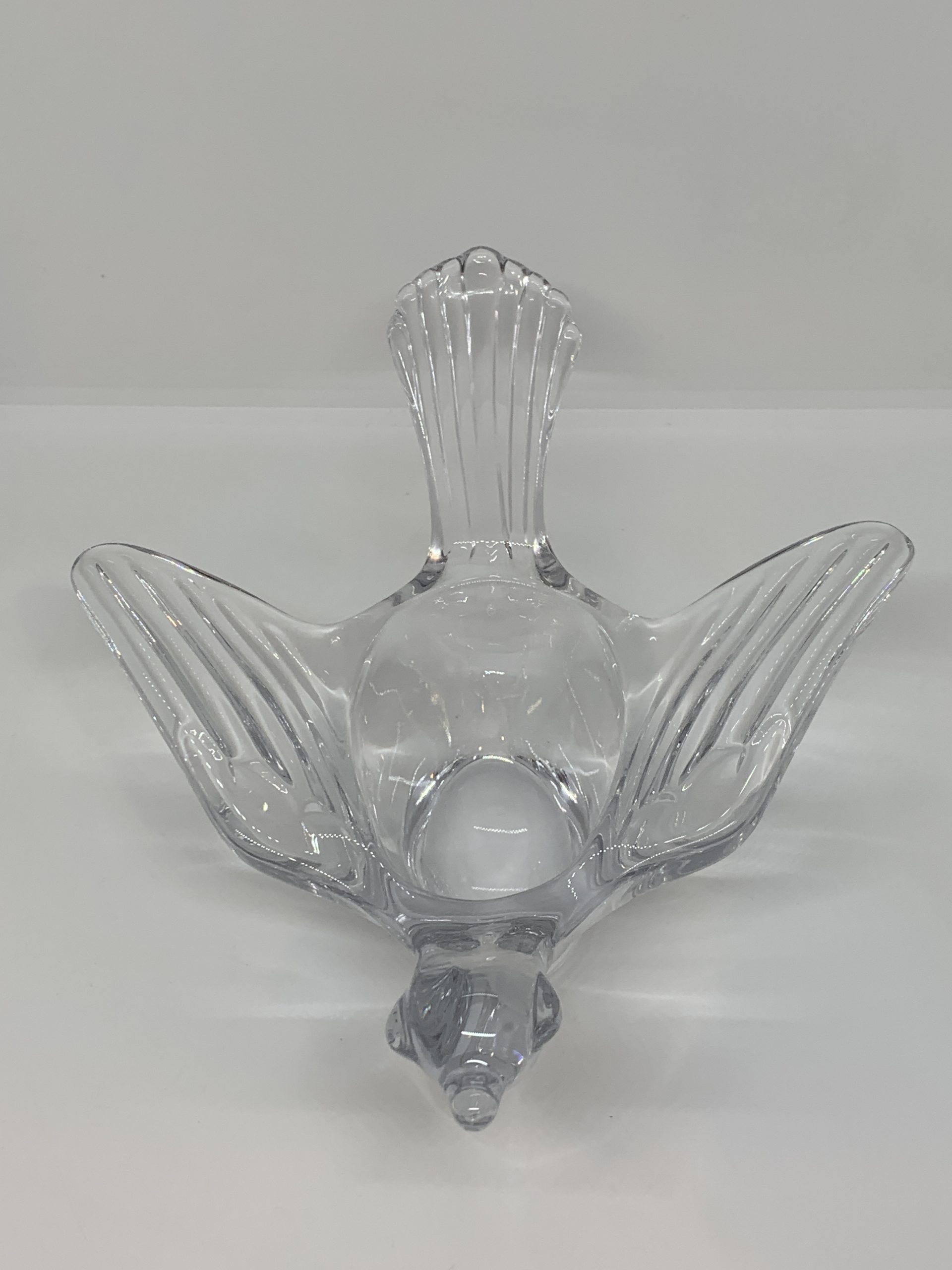 Lead Crystal Bird Bowl Cristalleries Royales de Champagne France (25cm long)
