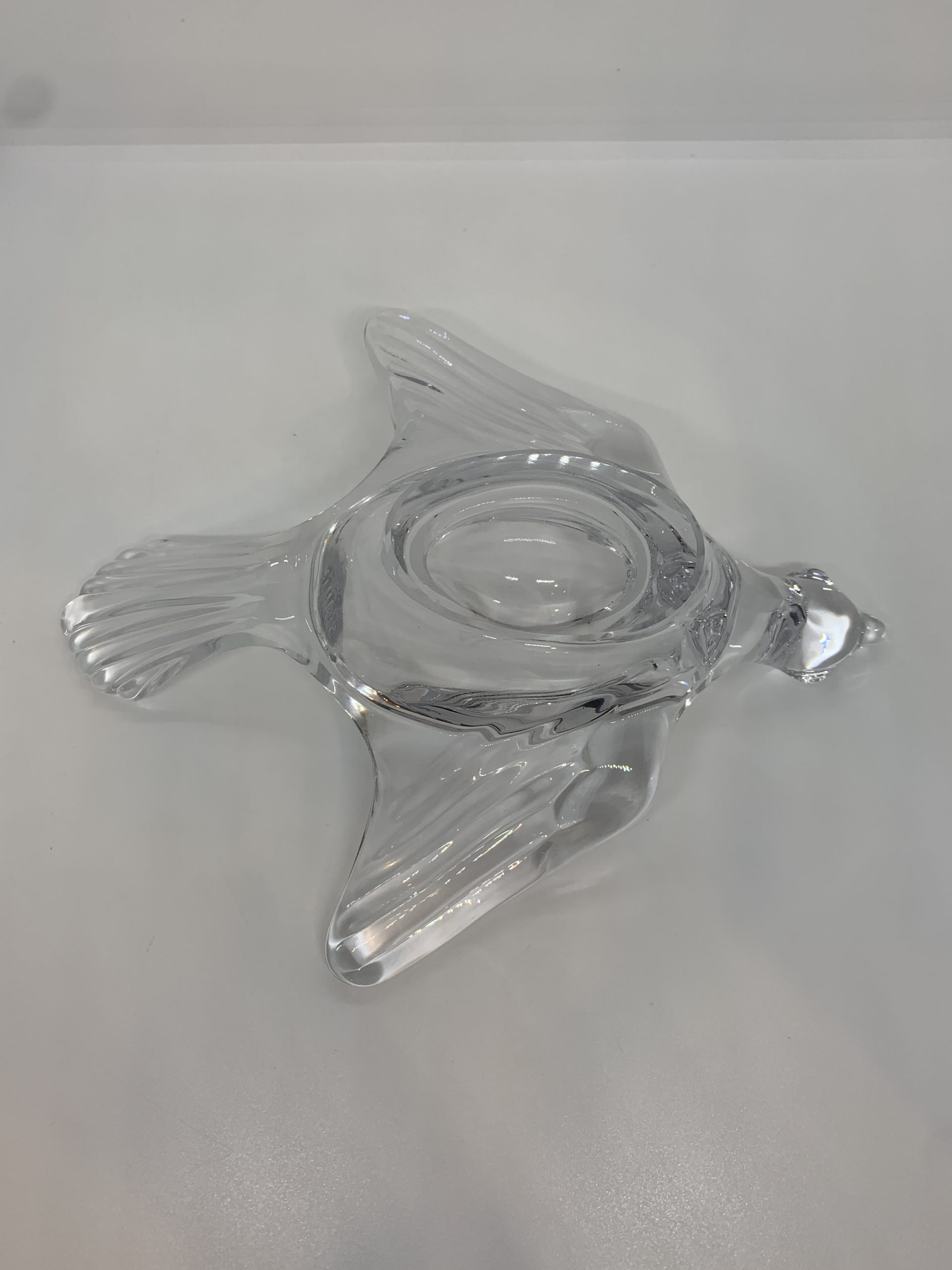 Lead Crystal Bird Bowl Cristalleries Royales de Champagne France (25cm long)