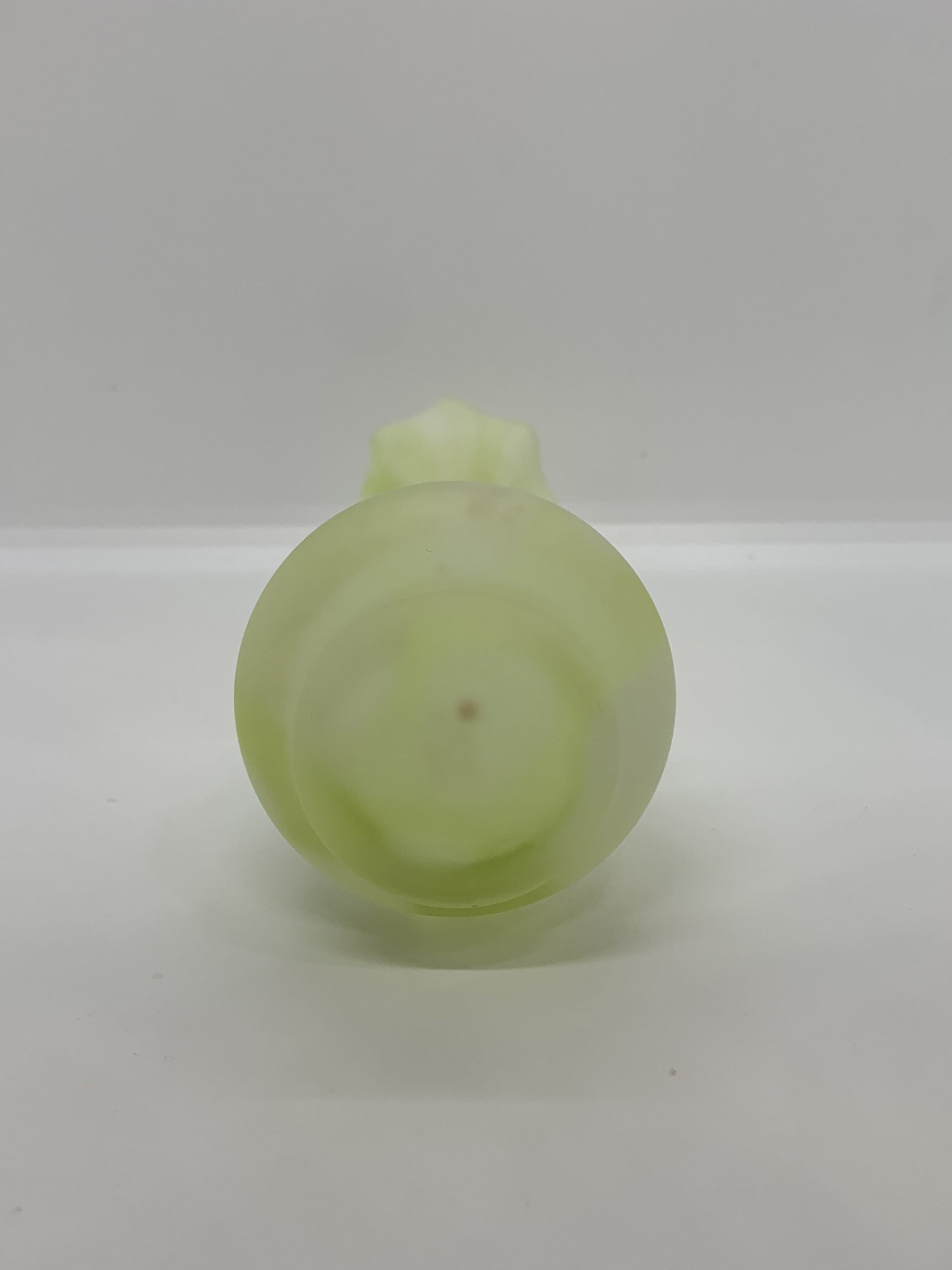 Lime Green Glass Vase with Ruffled Edge and Mottled Colouring 21cm