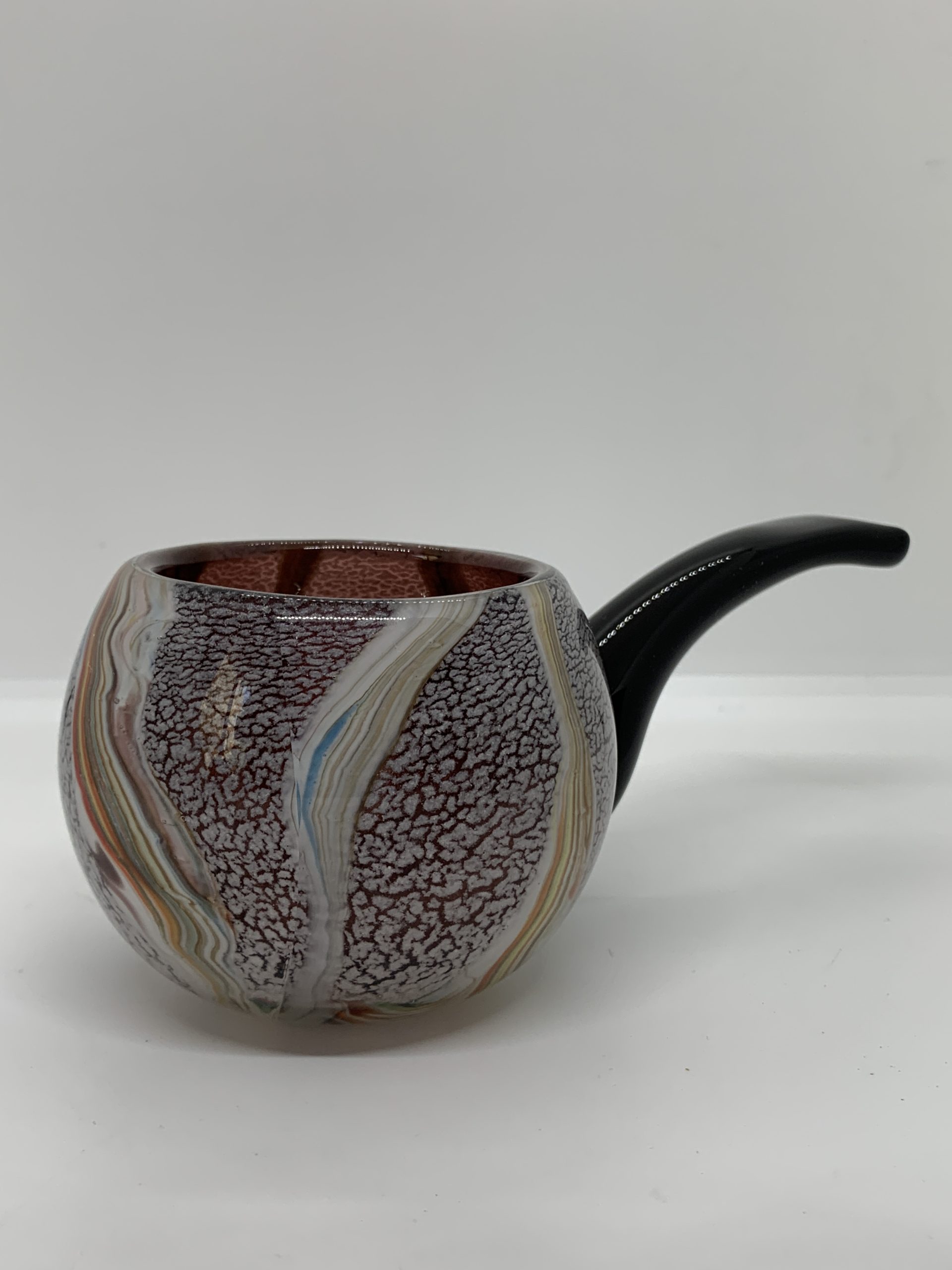 Vintage Colorful Art Glass Pipe Shaped Bowl (Ashtray) 10cm high (cracked)