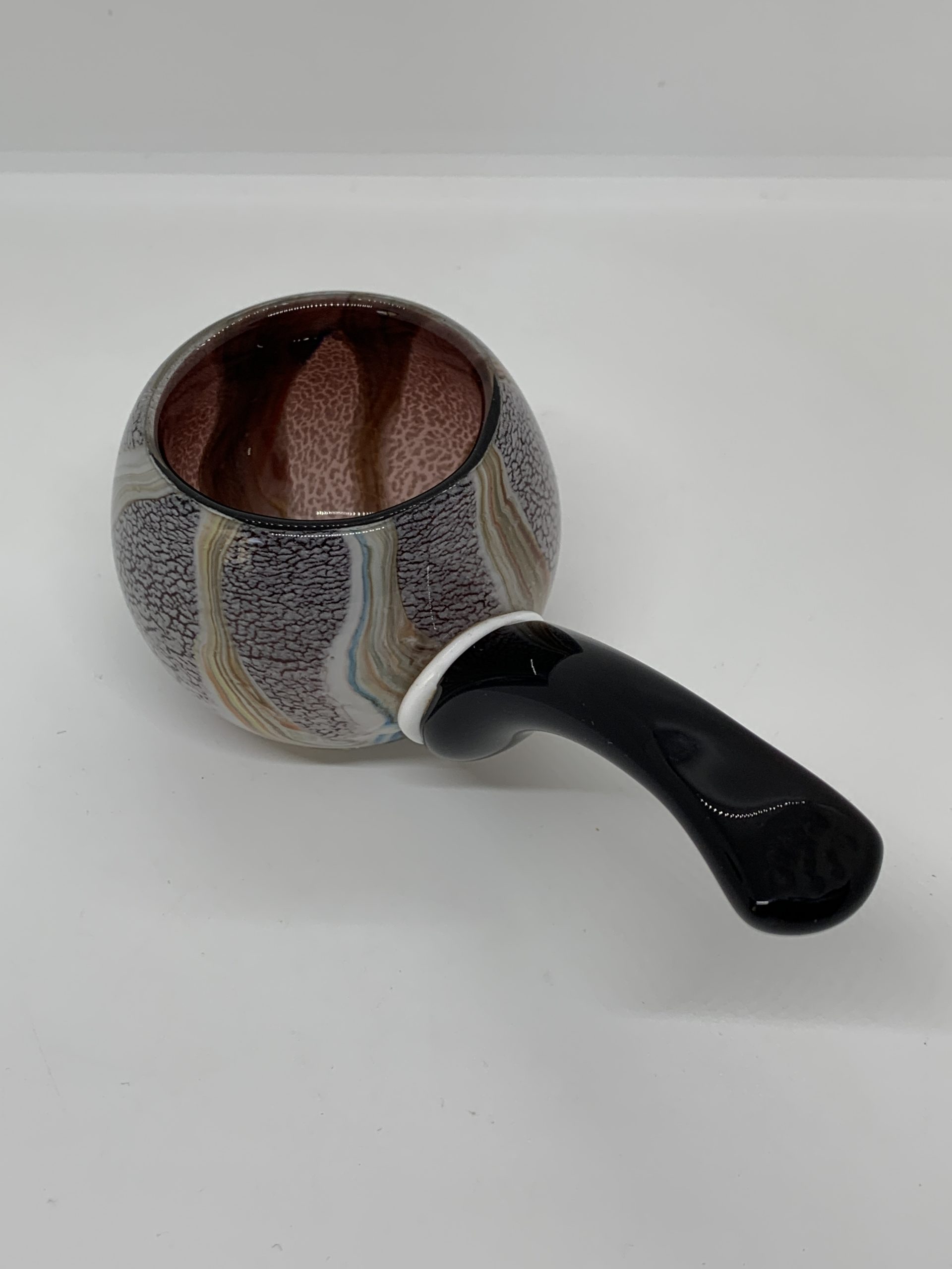 Vintage Colorful Art Glass Pipe Shaped Bowl (Ashtray) 10cm high (cracked)