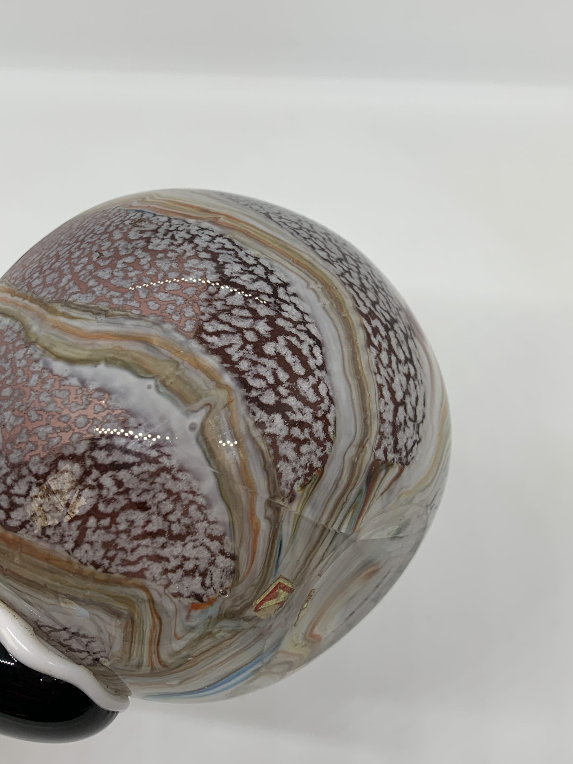 Vintage Colorful Art Glass Pipe Shaped Bowl (Ashtray) 10cm high (cracked)