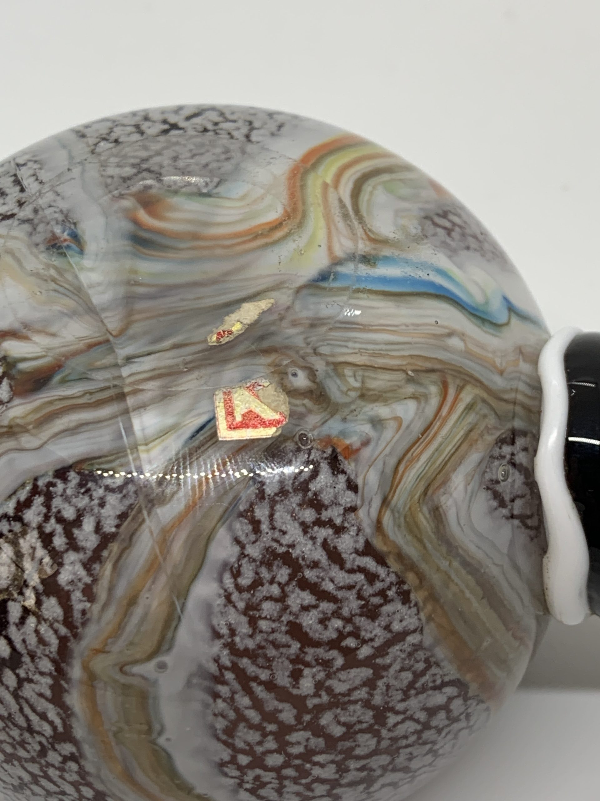 Vintage Colorful Art Glass Pipe Shaped Bowl (Ashtray) 10cm high (cracked)