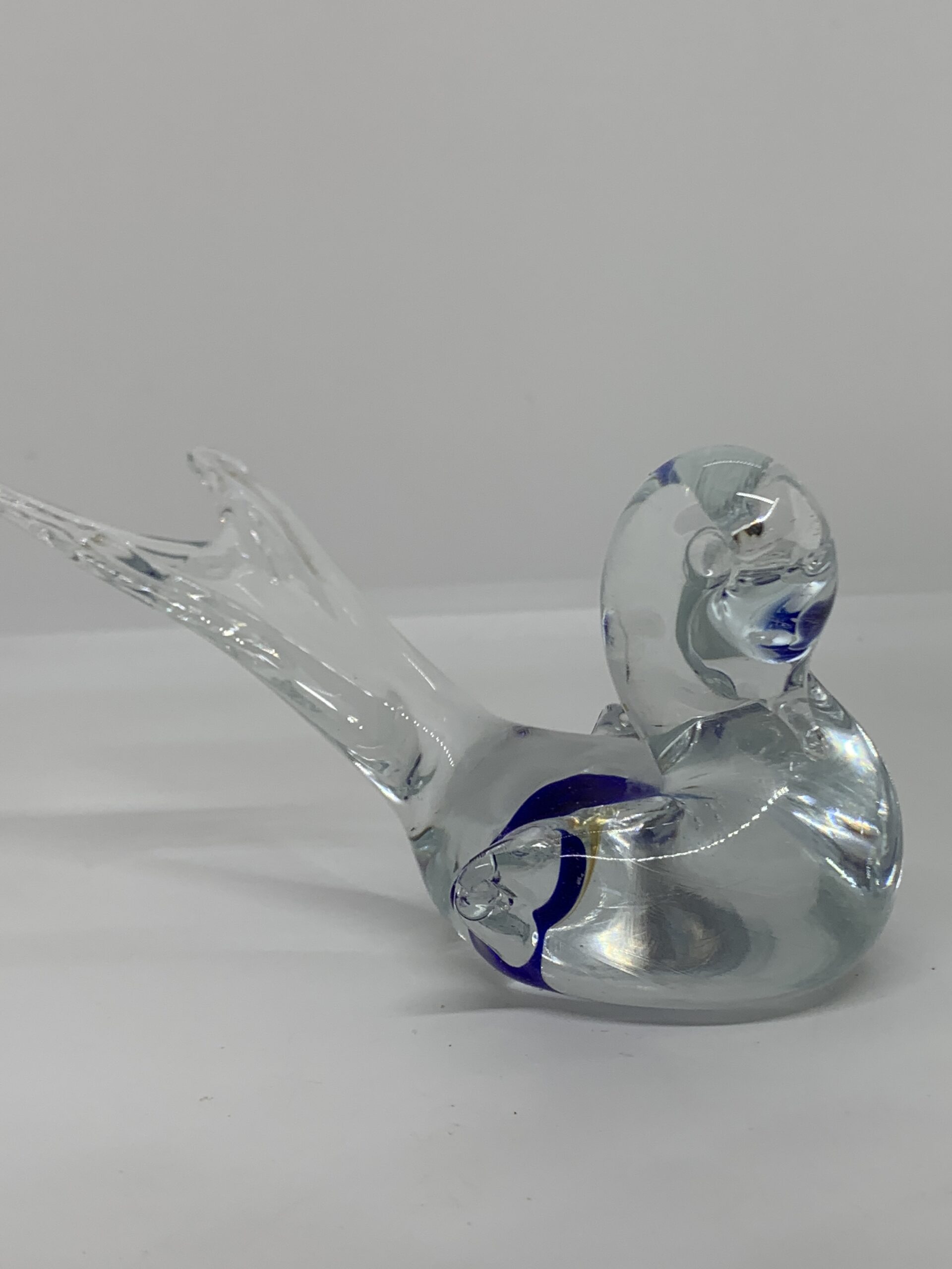 Art Glass Bird with Blue Spot 7cm tall