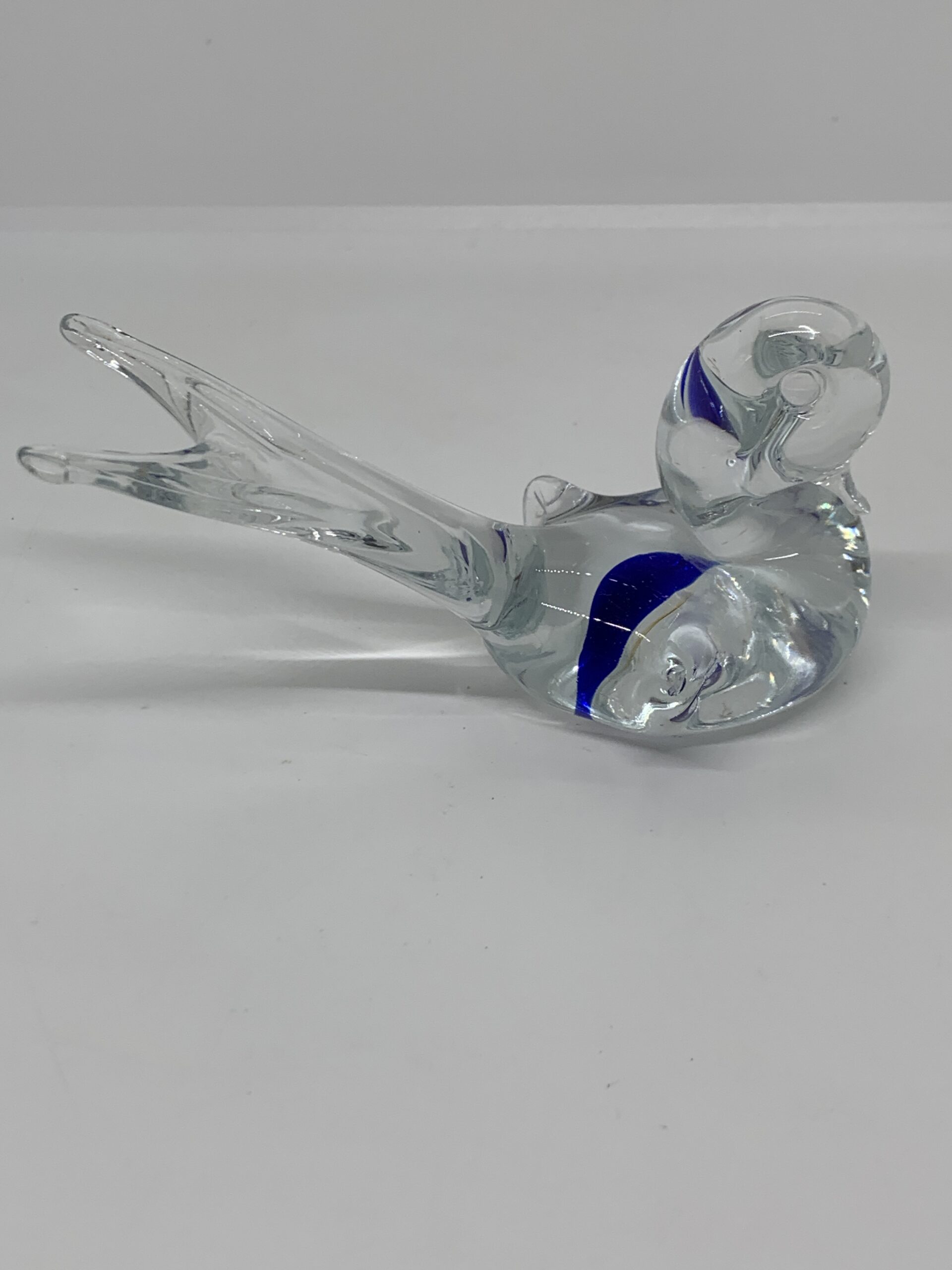 Art Glass Bird with Blue Spot 7cm tall