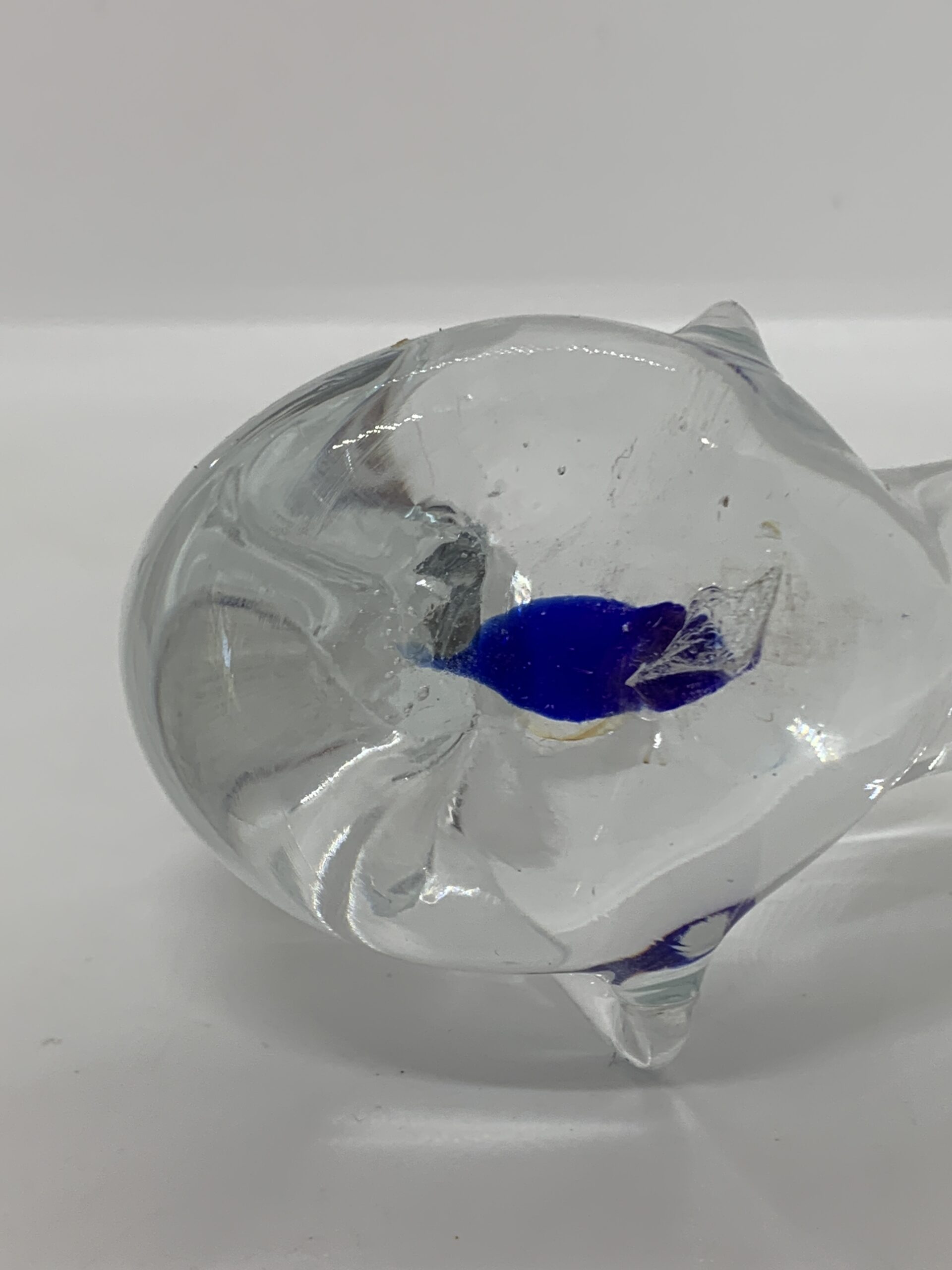 Art Glass Bird with Blue Spot 7cm tall